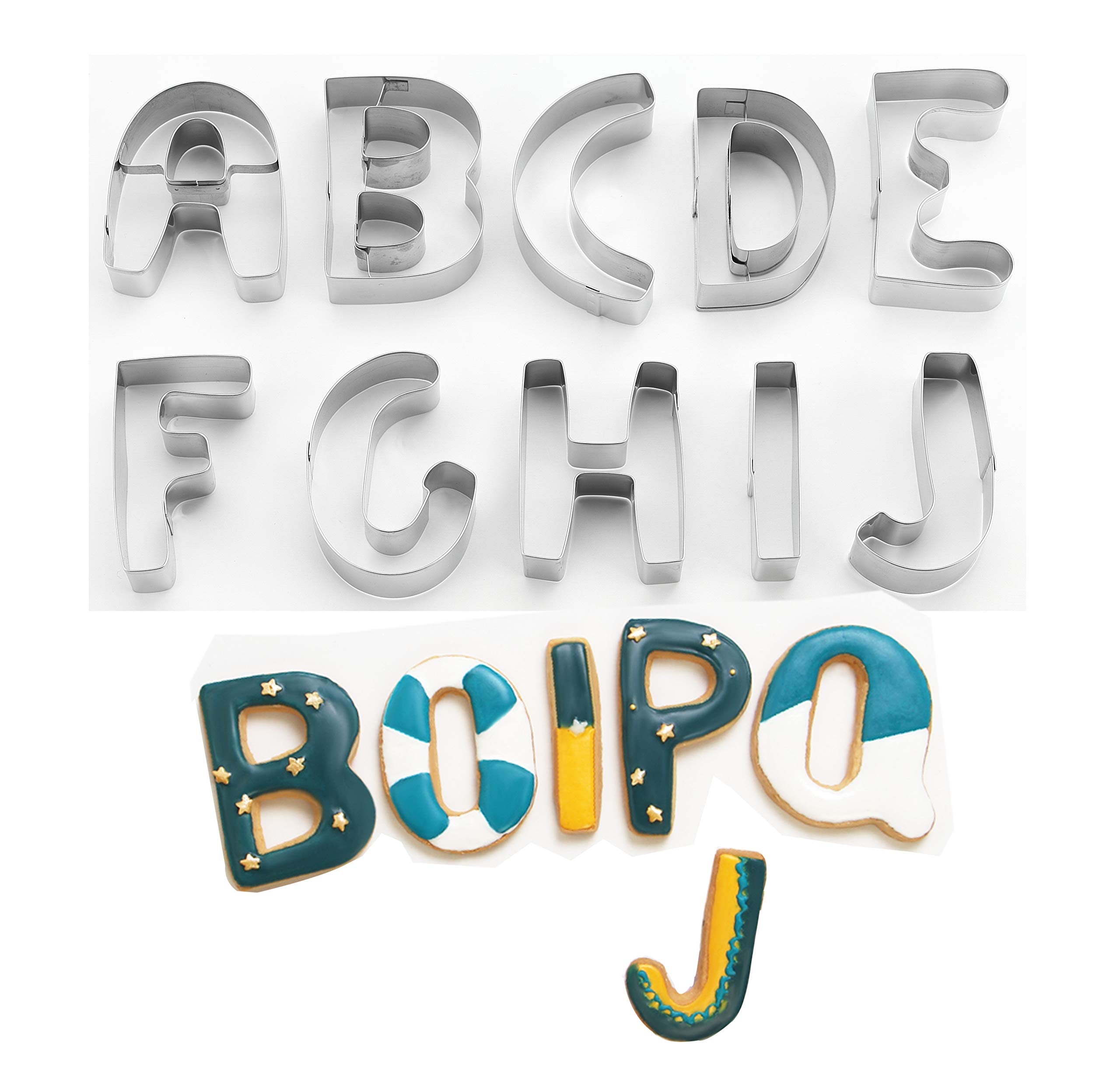 SurgeHai 26-Piece Large Alphabet Cookie Cutter Set (A - Z), Stainless Steel Decorating Tools Letters Fondant Cutter