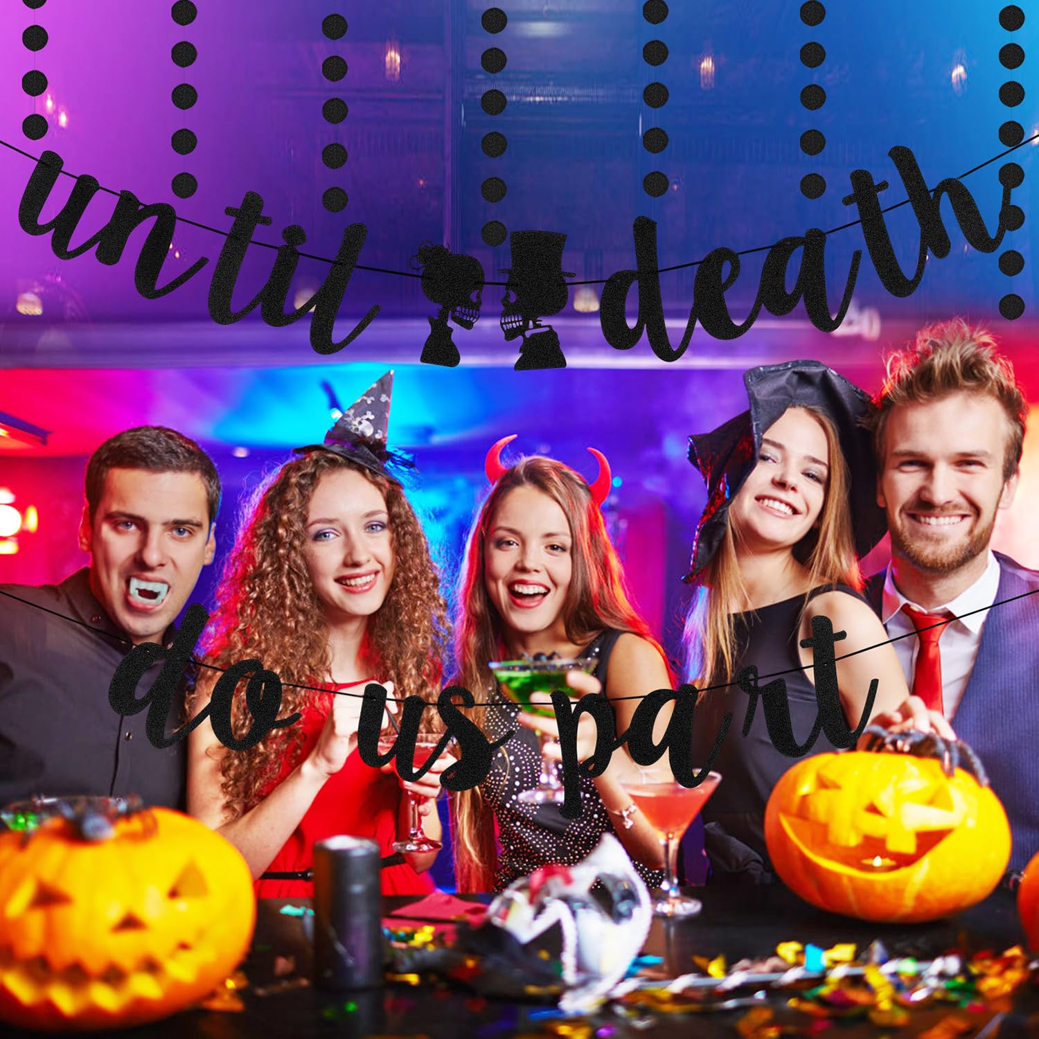 Black Glitter Till Death Do Us Part Banner, Halloween Wedding Party Banner Decorations, Till Death Do Us Part Wedding Decoration