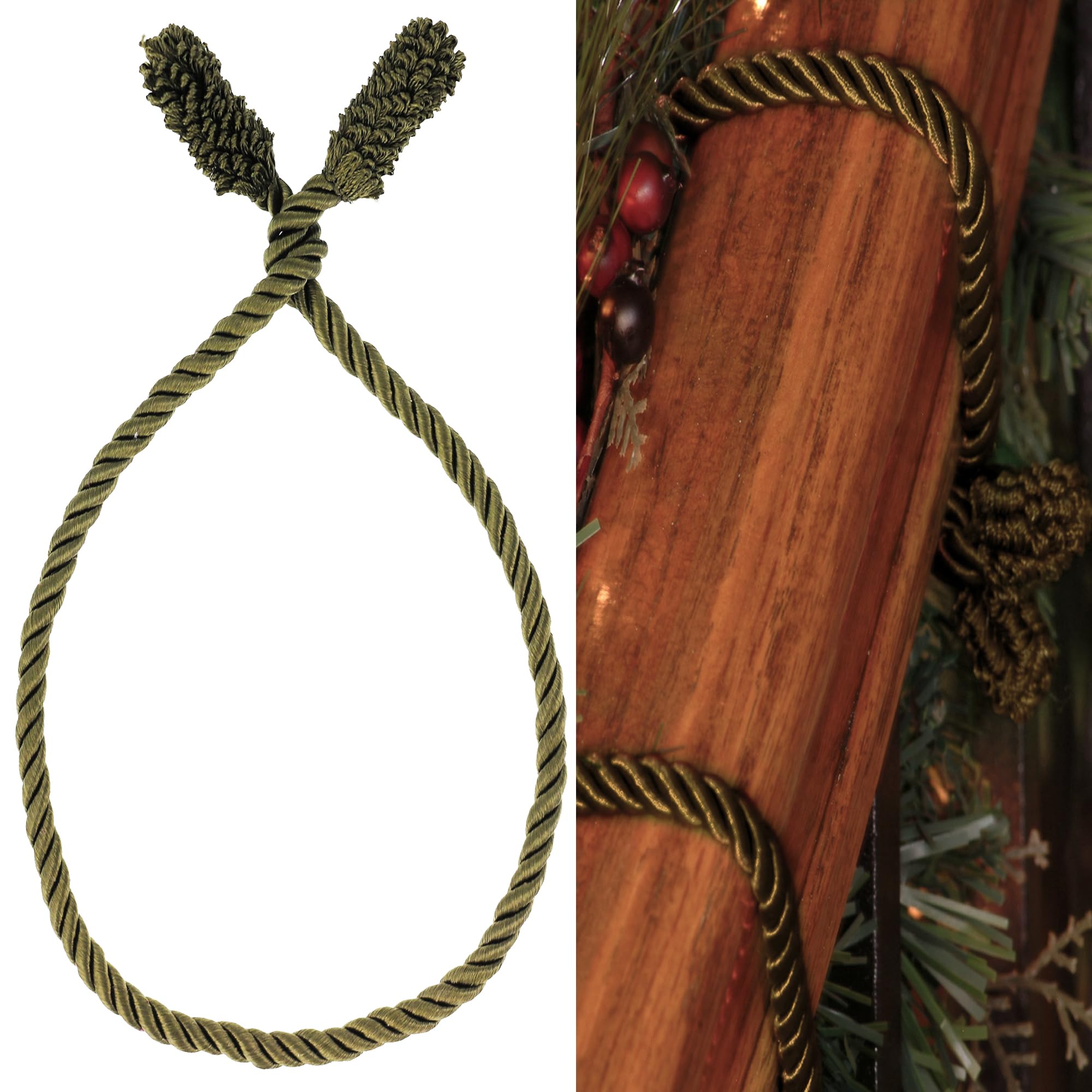 Haute Decor Decorative Garland Twist Ties, 6 Pack, 20 inches (Olive Green) - Hang Garland, Lights, Decorations