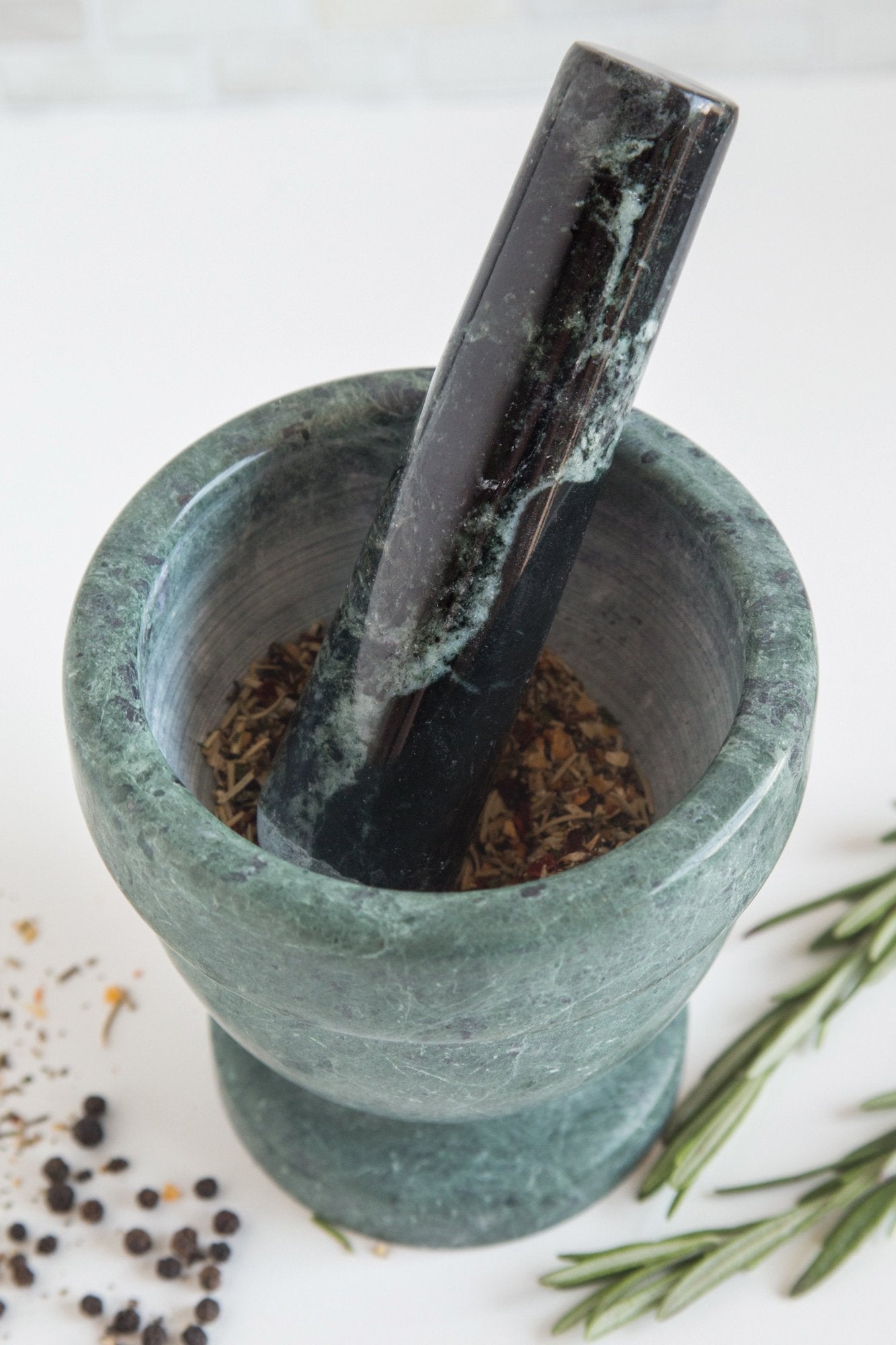 Fox Run Marble Mortar And Pestle, Green, 4''