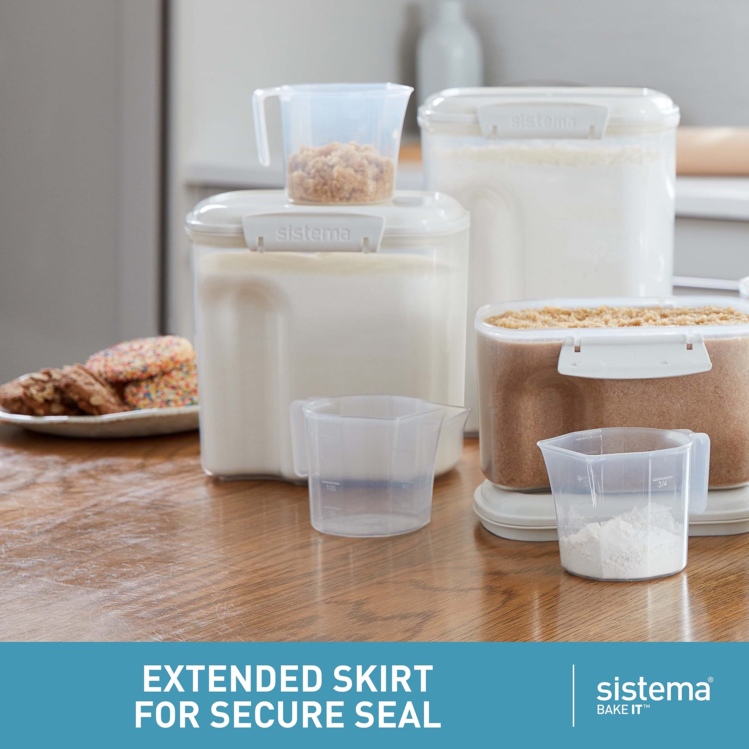 Sistema Flour and Sugar Storage Containers, 10.2-Cup, Clear Plastic, Dishwasher Safe, Model 1240ZS