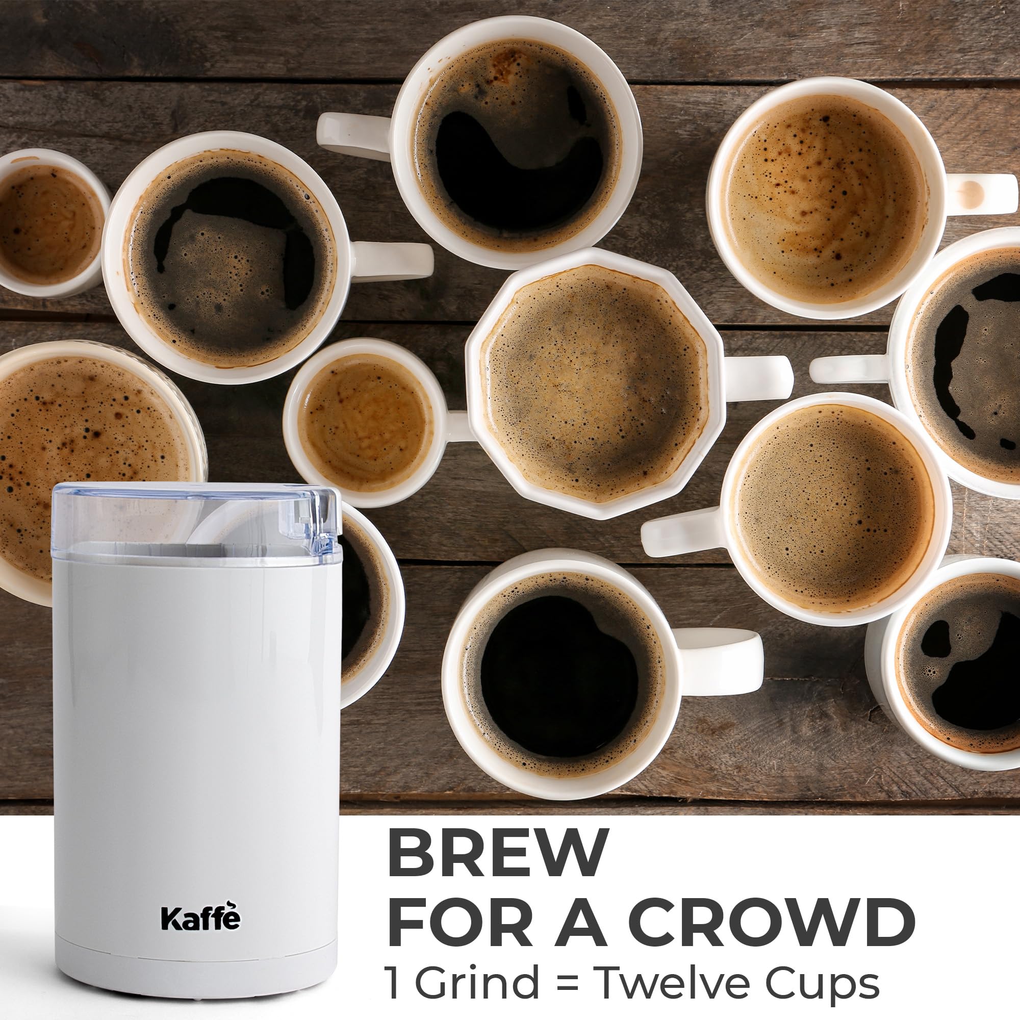 Kaffe One-Touch Coffee Grinder Electric W/Cleaning Brush (3 Oz) - Coffee Grinders For Home Use - Up To 12 Cups Of Coffee Per Gri
