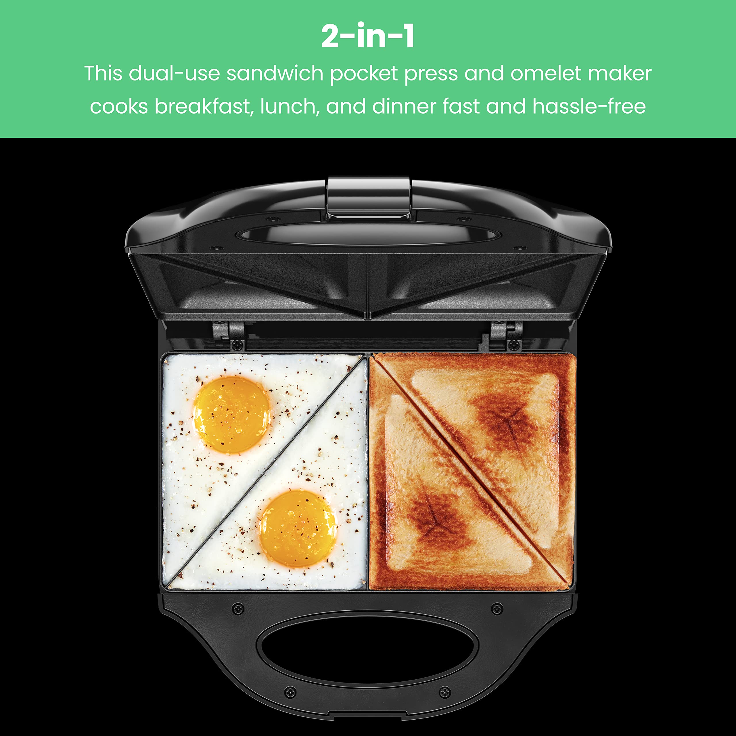 Chefman Portable Sandwich Maker, Compact, Nonstick, Electric Omelet Maker, Panini Press, Pocket Sandwich Press, And Quesadilla M
