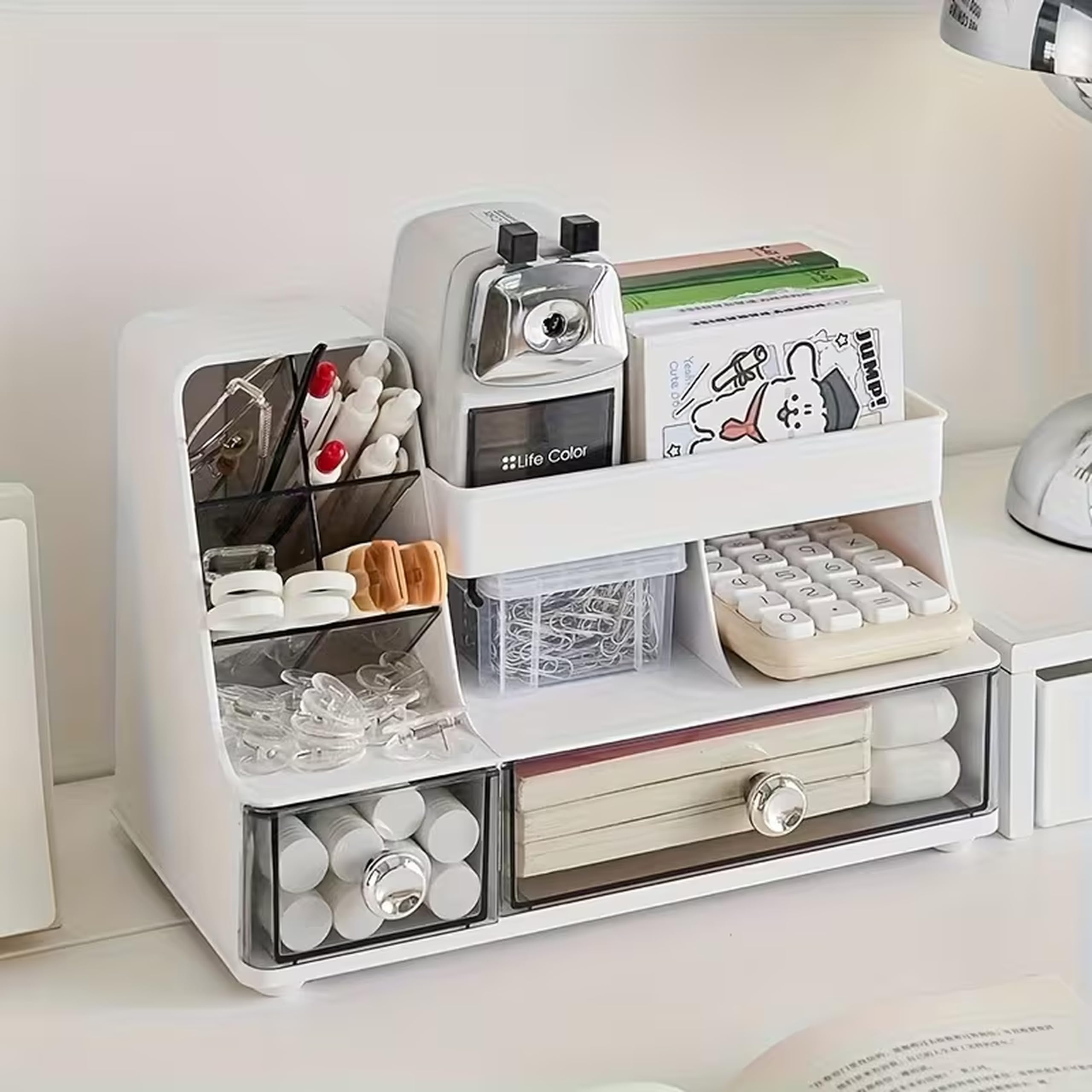 Jialto Bathroom Cosmetic Organizer Multi Compartment Makeup Storage Box For Vanity, Skincare, Lipstick Holder With Transparent 