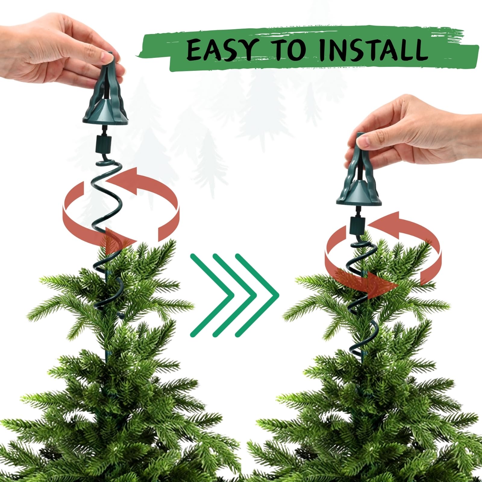 Christmas Tree Topper Holder - Twist-On Universal Christmas Tree Topper Support - Stabilizer with Adjustable Accessory - Fits Al