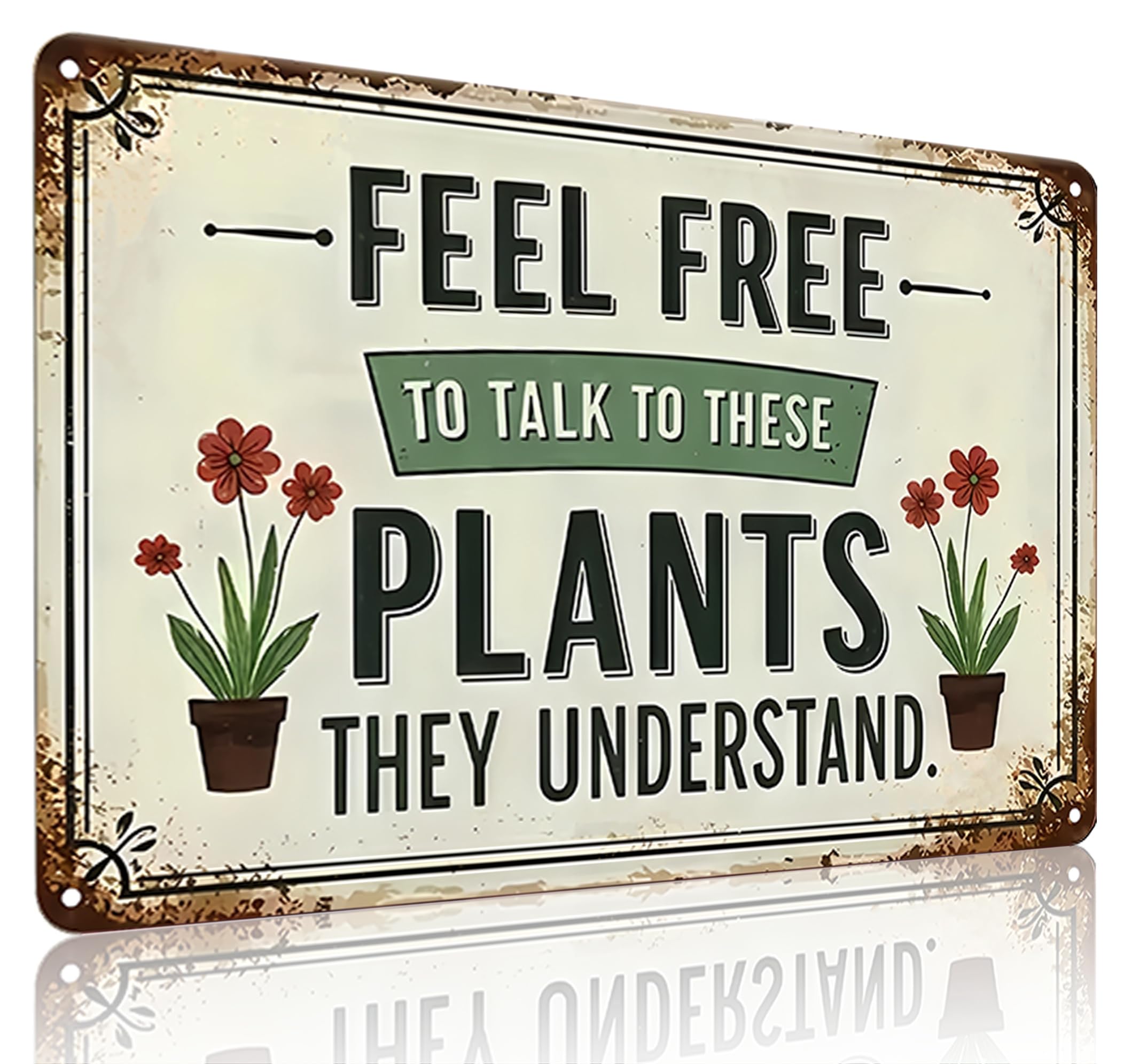 Bestylez Garden Gifts Feel Free to Talk with These Plants They Understand Vintage Gardening Signs for Home Garden Greenhouse Liv