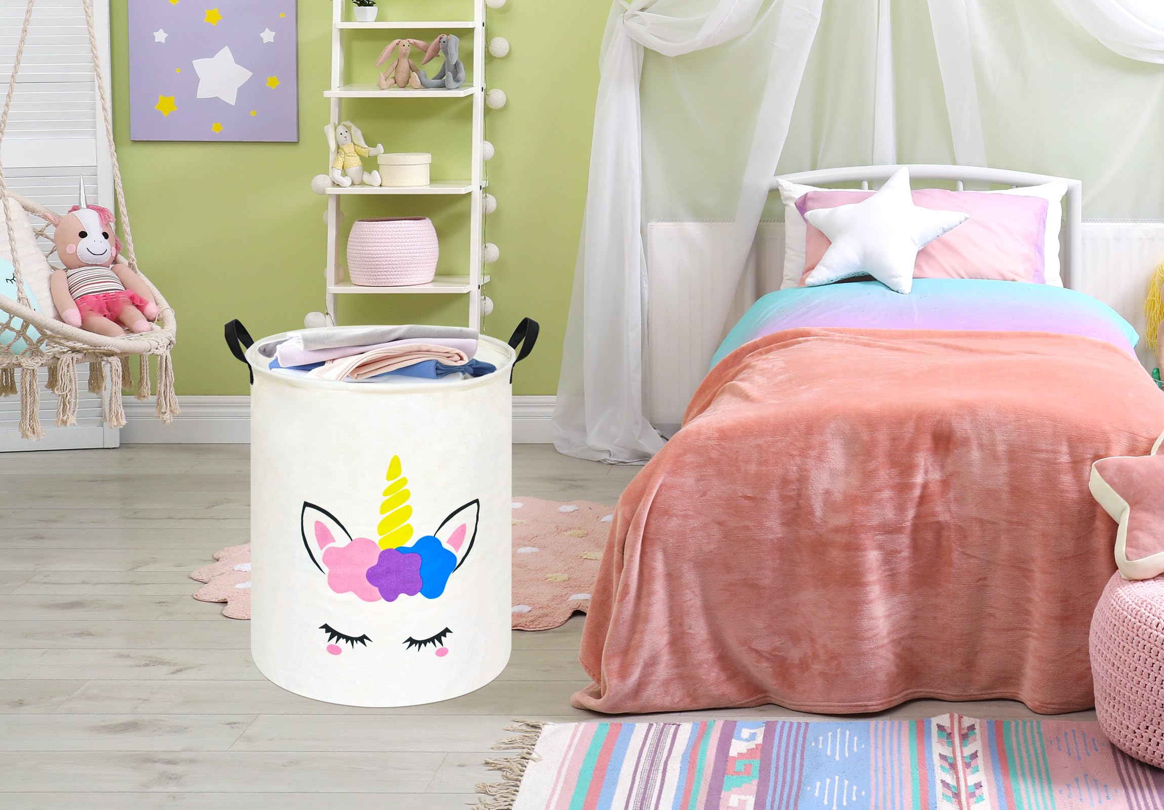 Baby Laundry Basket Girls Waterproof Storage Bins Nursery Hamper Decorative Storage Toy Box Gift Baskets For Home,Office,Home De