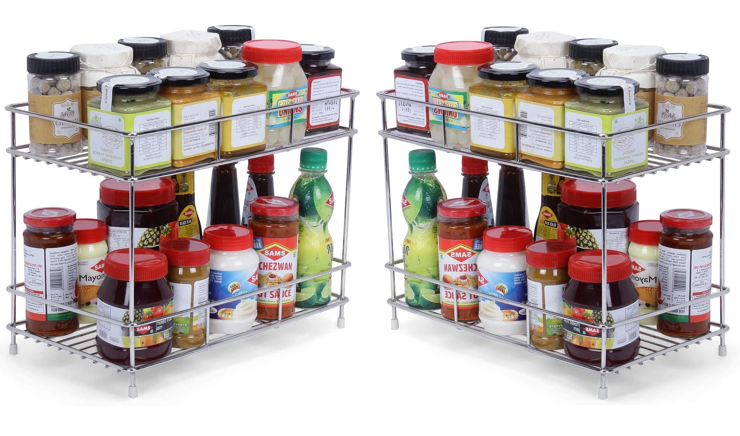 12For Collection Spice Rack Modular Kitchen Storage Rack Kitchen Organizer Multipurpose Storage Shelf Rack Big Size Stainless St