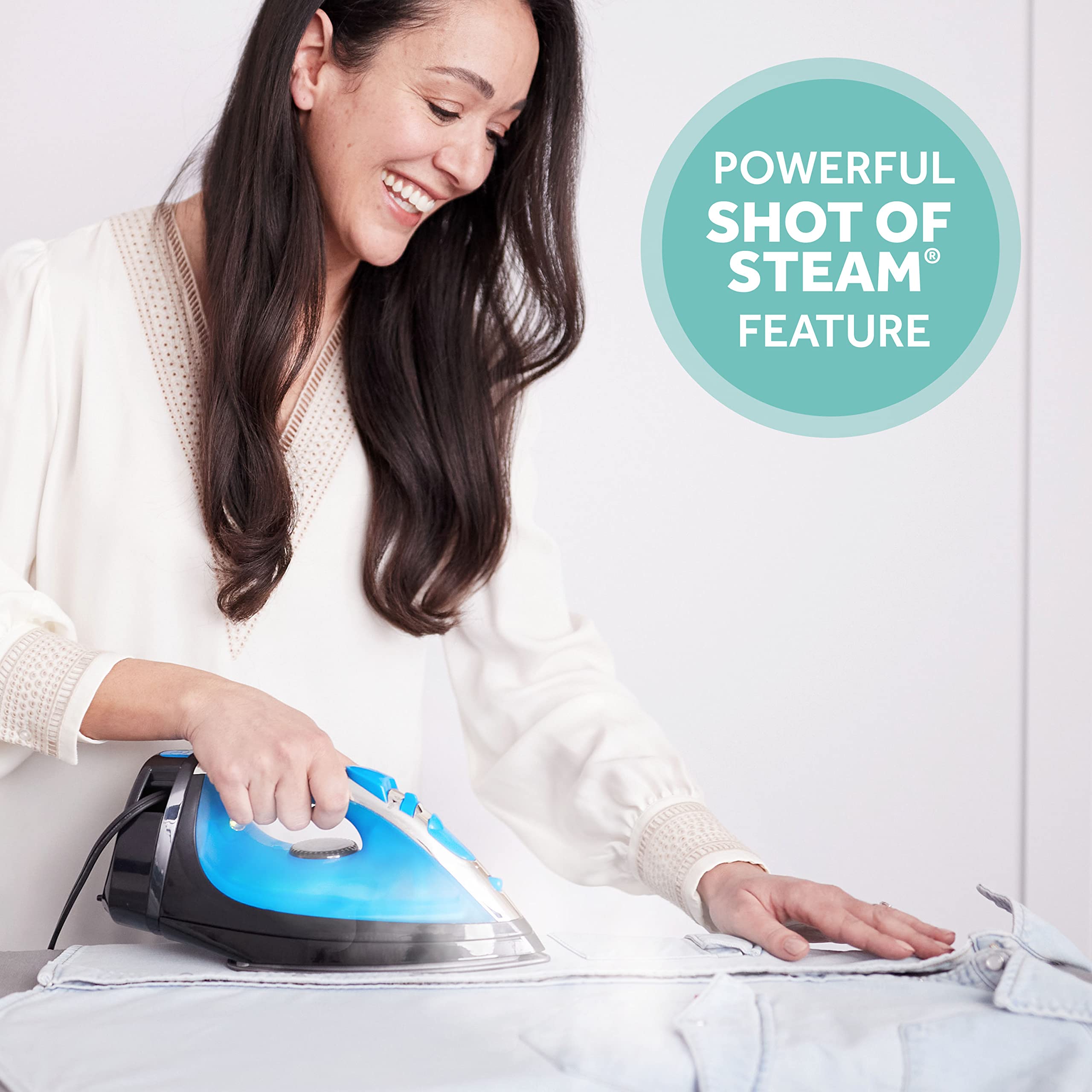 Sunbeam Steammaster Steam Iron, 1400 Watt, Large Anti-Drip Stainless Steel Nonstick Soleplate With 8' Retractable Cord, Horizont