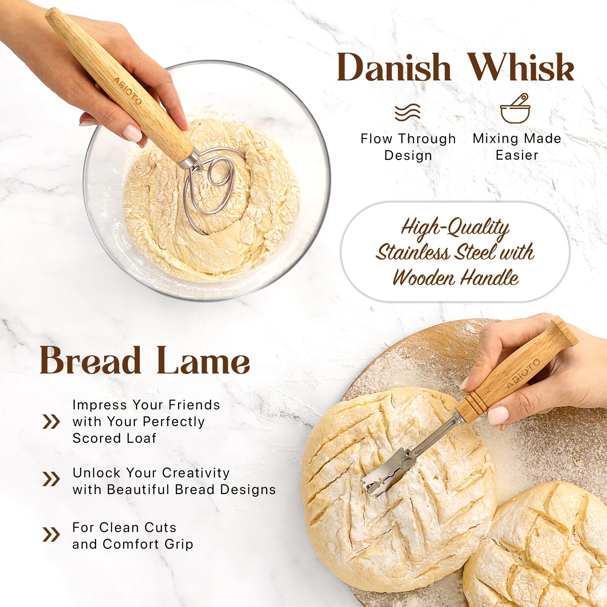 Sourdough Bread Baking Supplies And Proofing Baskets, A Complete Bread Making Kit Including 10'' Round & 11'' Oval Rattan Bannet