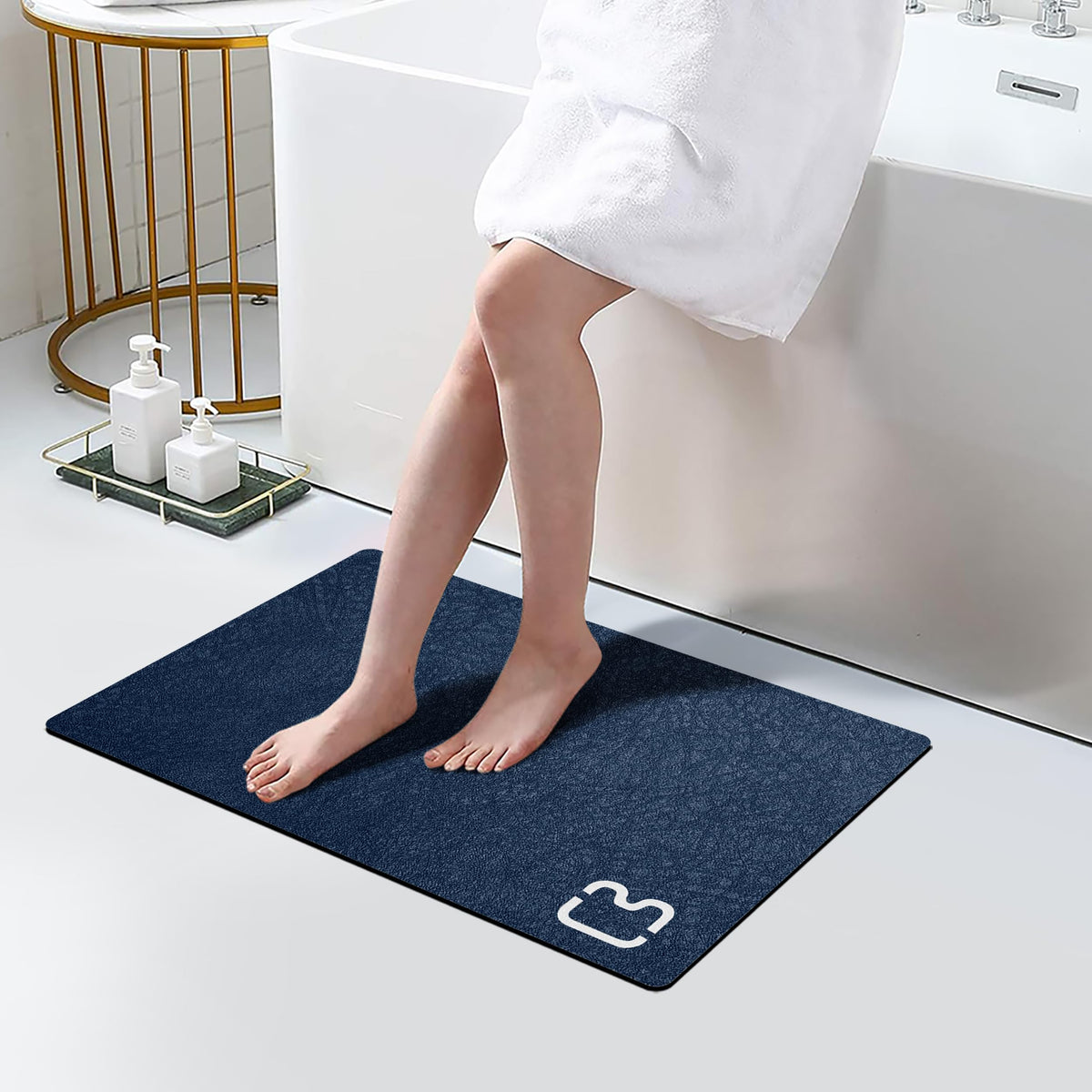 Diatomaceous Earth Bath Mat Rugs 23.6 X 15.7 Inch, Quick Dry Super Absorbent Non Slip Rubber Bottomthin Bathroom Mat Fit Under D