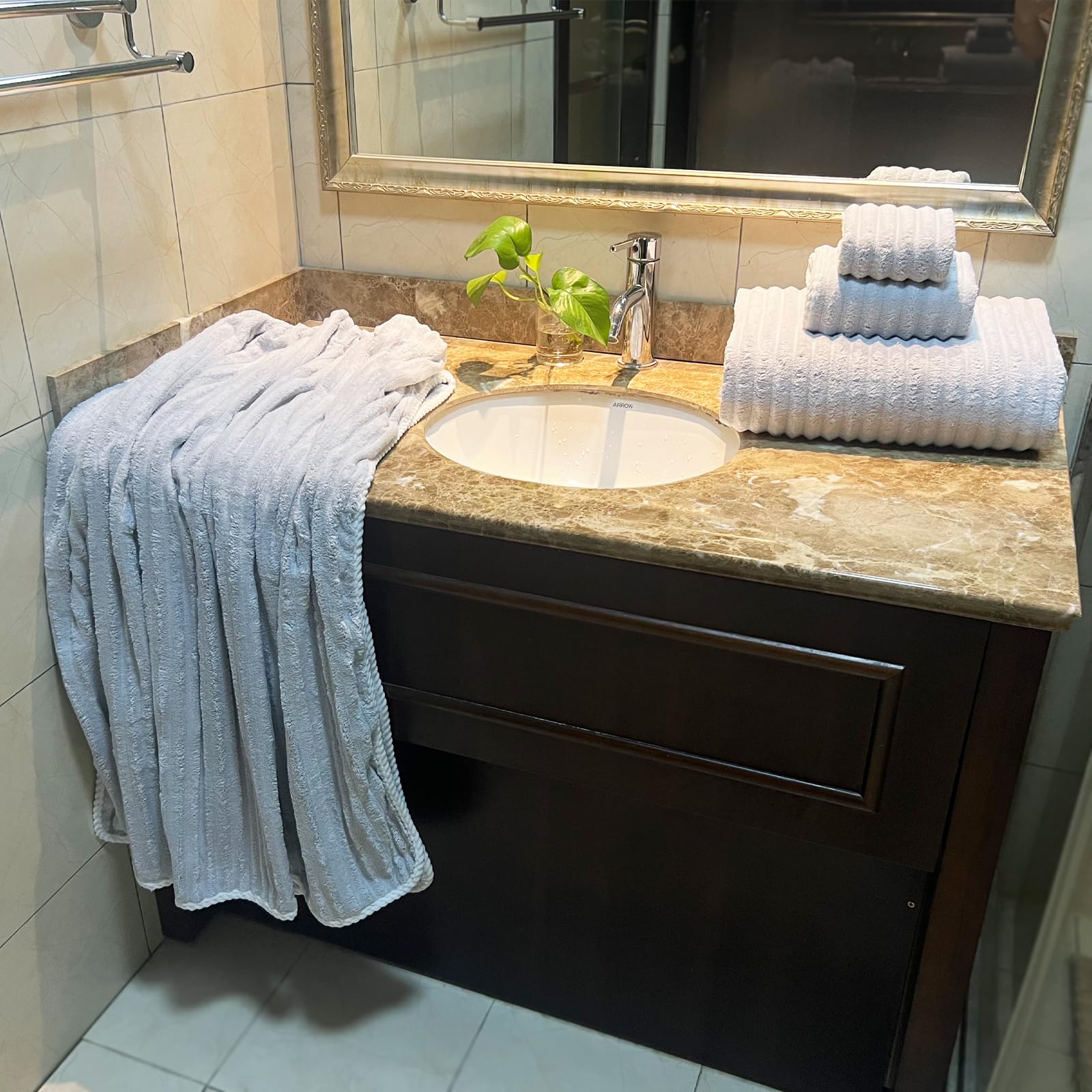 Ytyc 39X78 Inches Oversized Bath Sheets Towels Set Of 6 Large Towels For Bathroom Luxry Plush Super Soft Absorbent Stripe Hangin