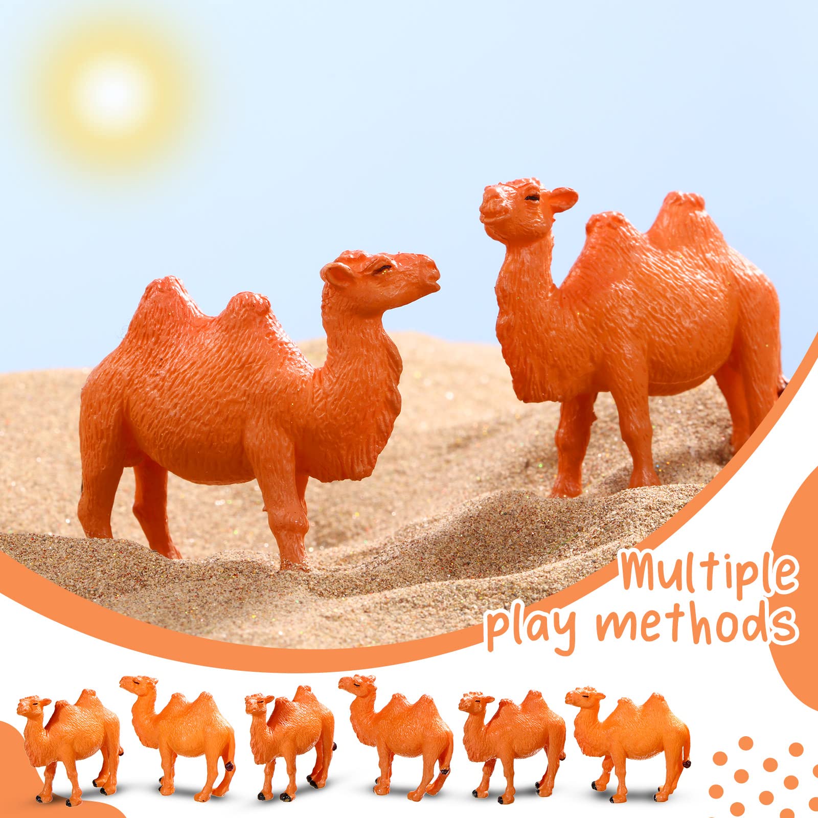 Charniol 24 Pcs Camel Figurines Hand Painted Miniature Animal Statue Desert Camel Figures Animal Figurines Toys Models for Table