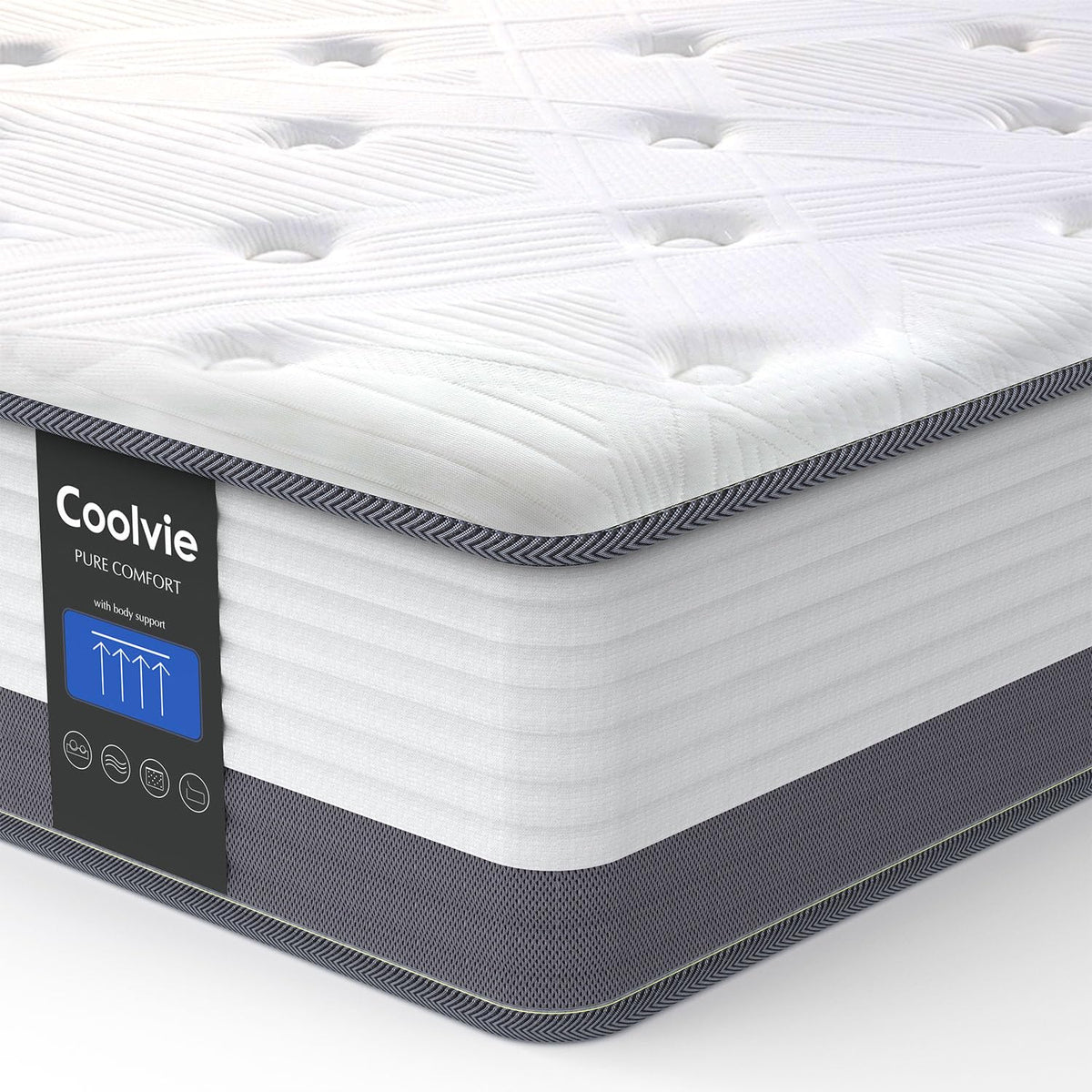 Coolvie Twin Mattress, 10 Inch Twin Size Hybrid Mattress, Twin Mattress In A Box, Individual Pocket Springs With Memory Foam Lay