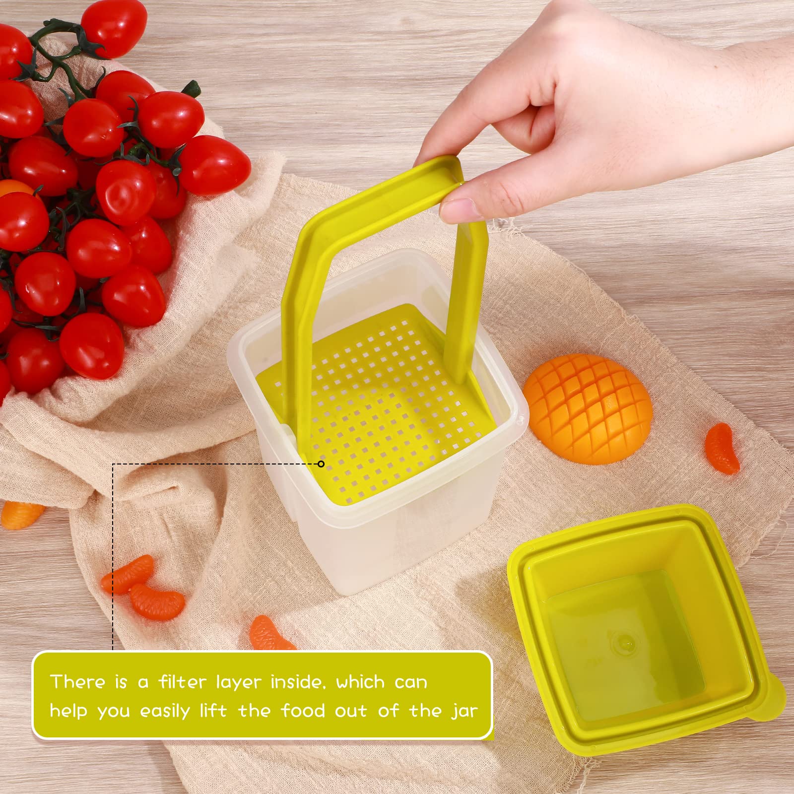Chengu Jalapeno Container 3 Pieces Pickle Containers With Strainers Pick A Deli Containers Square Jalapeno Dispenser Large Pickl