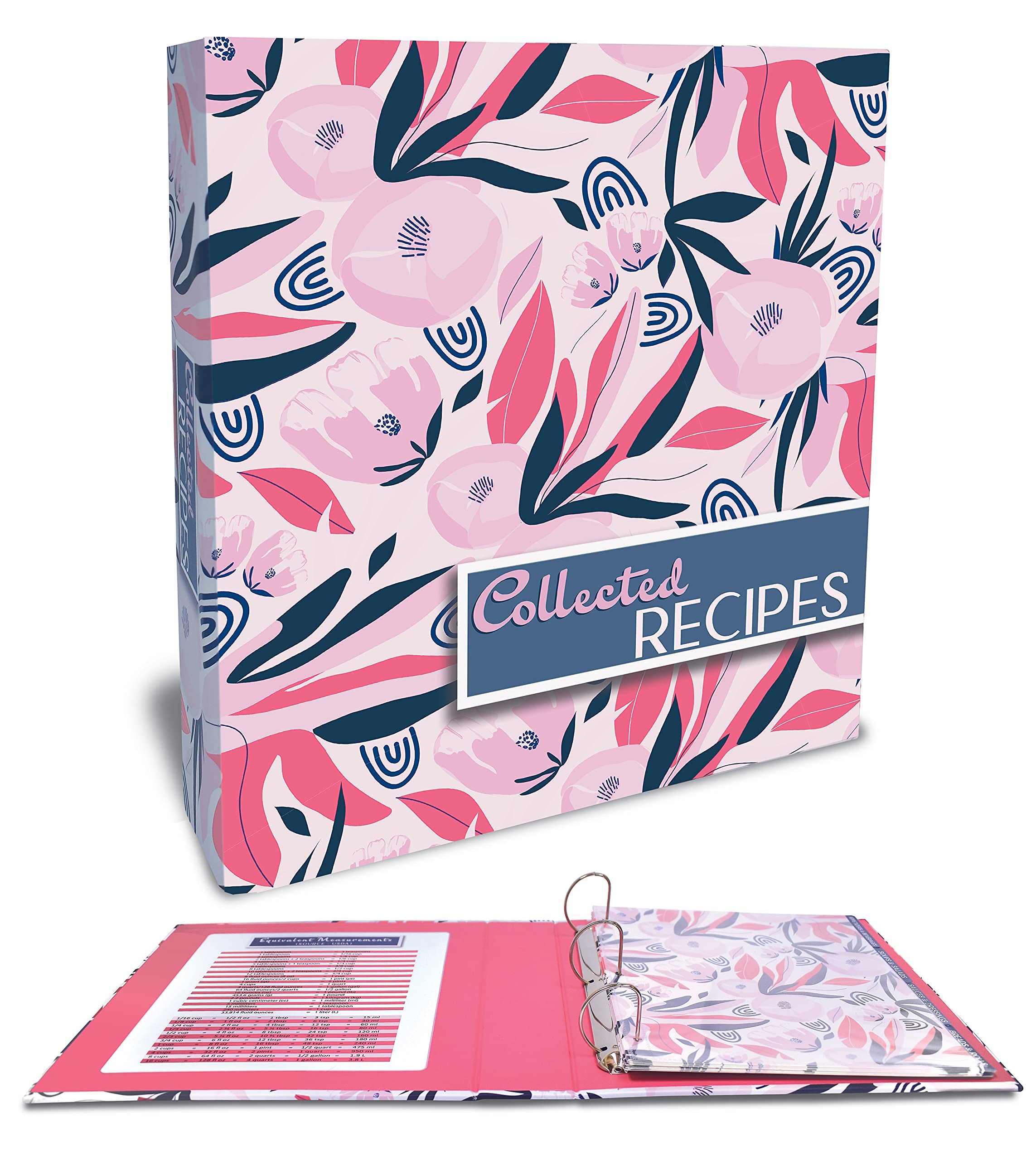 Better Kitchen Products Recipe Binder, Full Page 3 Ring Standard Binder Organizer Set (With 50 Page Protectors & 12 Category Div