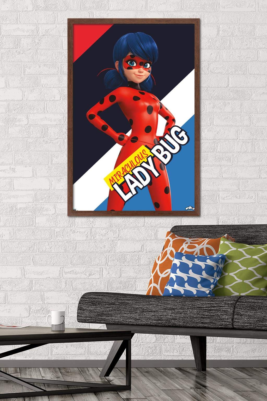 Trends International Miraculous-Ladybug Wall Poster, 22.375 In X 34 In, Mahogany Framed Version