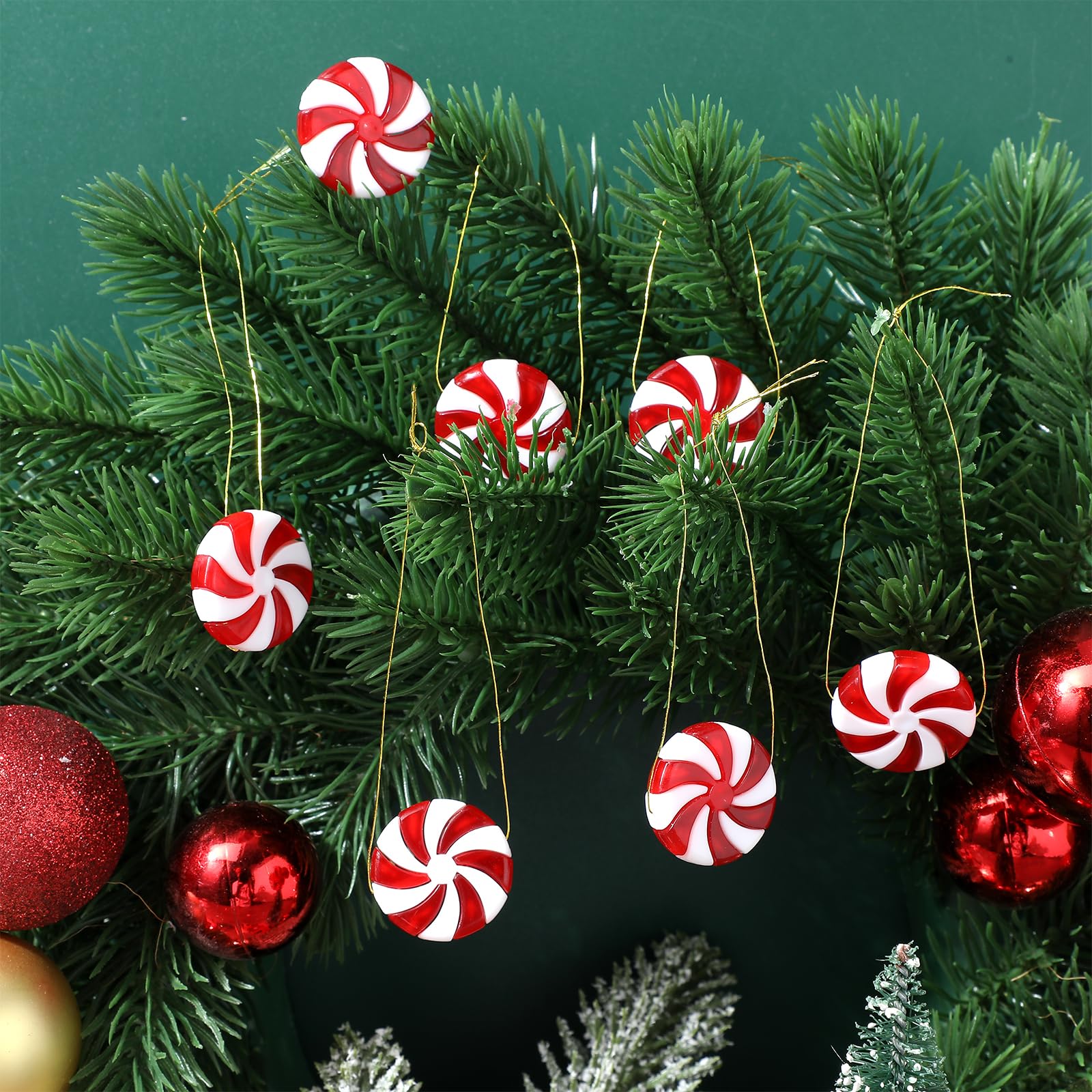 SOIMISS 50pcs Christmas Candy Decorative Hanging Pendants for Tree Ornament Craft Accessories Peppermint for Holiday Festivities