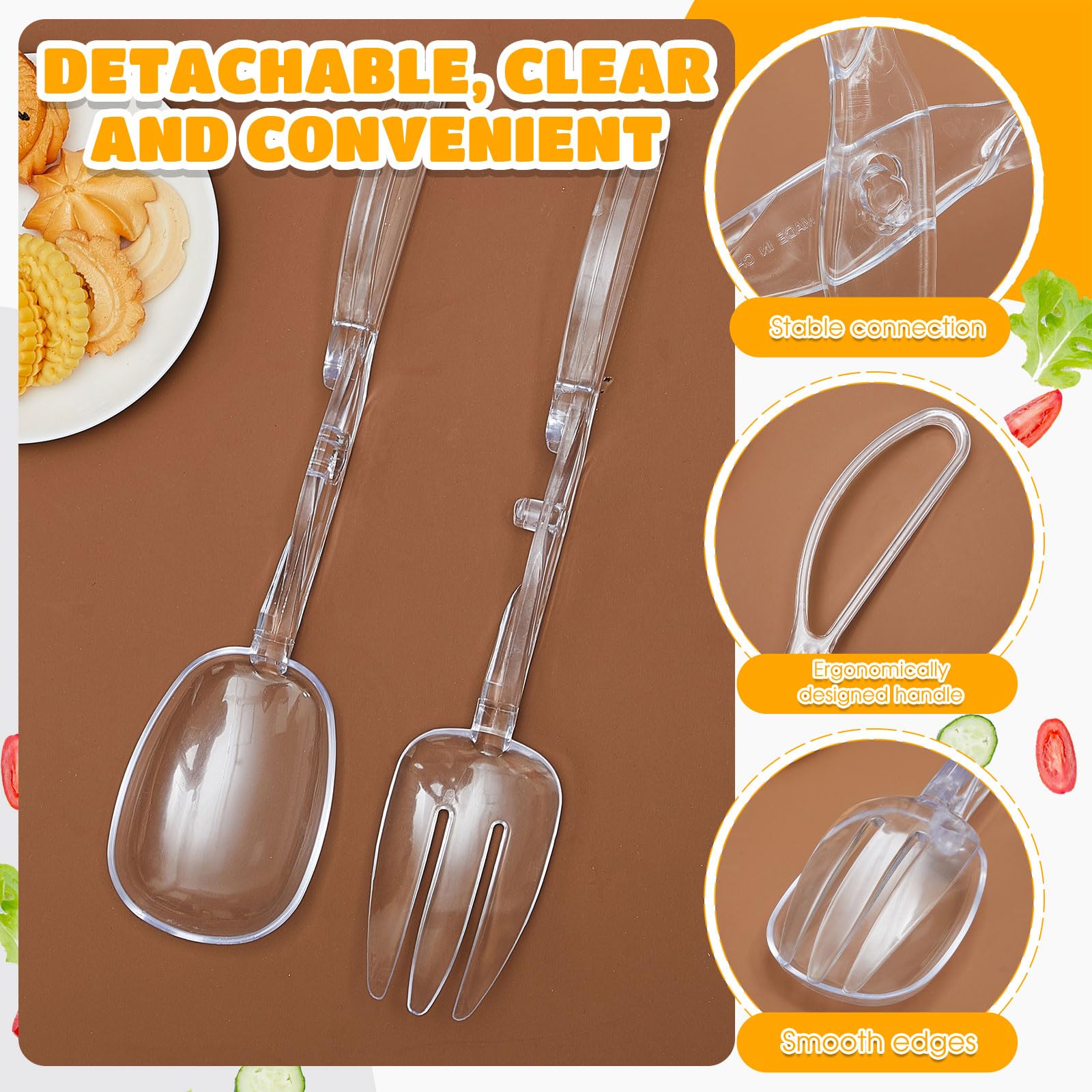 Tioncy Set Of 12 Plastic Salad Scissor Tongs 11.2 Inches Plastic Tongs For Serving Reusable Food Salad Tongs For Serving Clear S