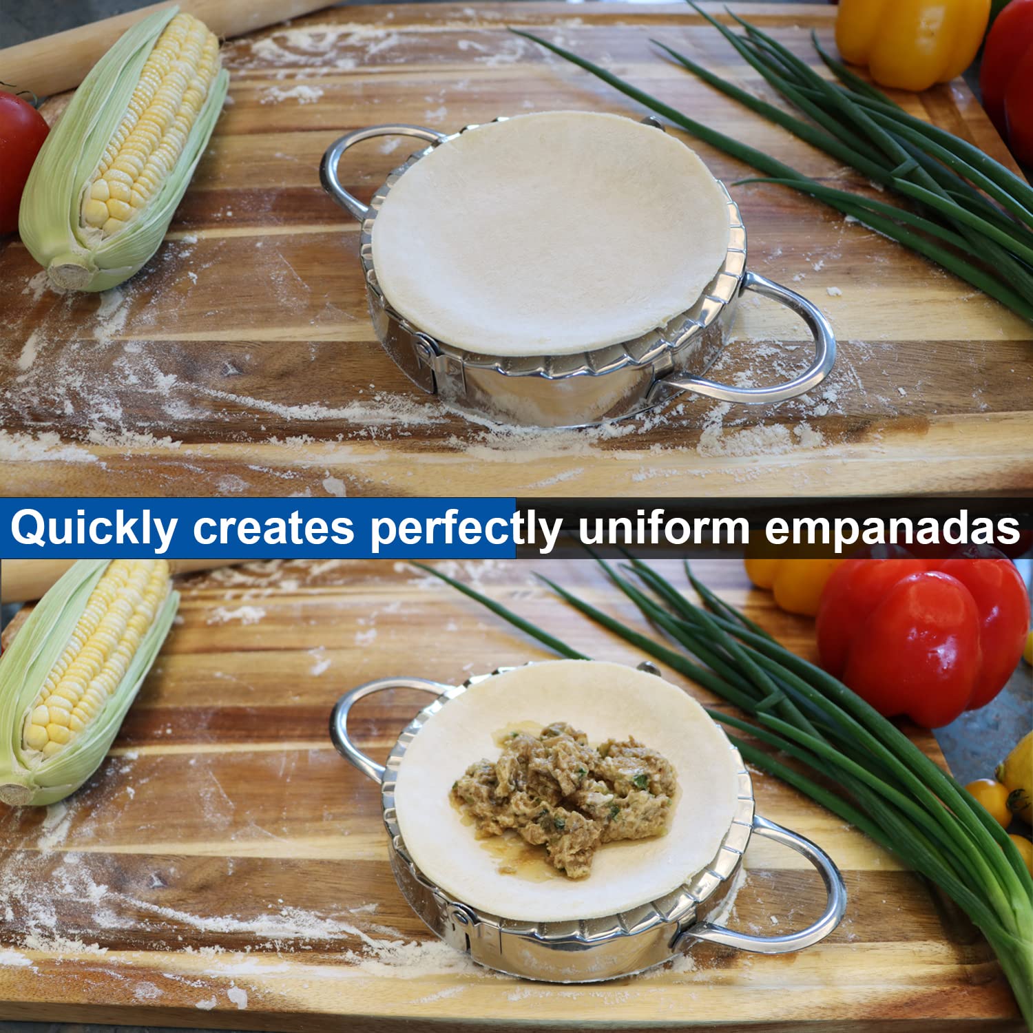Kaycrown Stainless Steel Empanada Press Ravioli Mold Pierogi Dumpling Maker Wrapper Pastry Dough Cutter Kitchen Accessories (Xl: