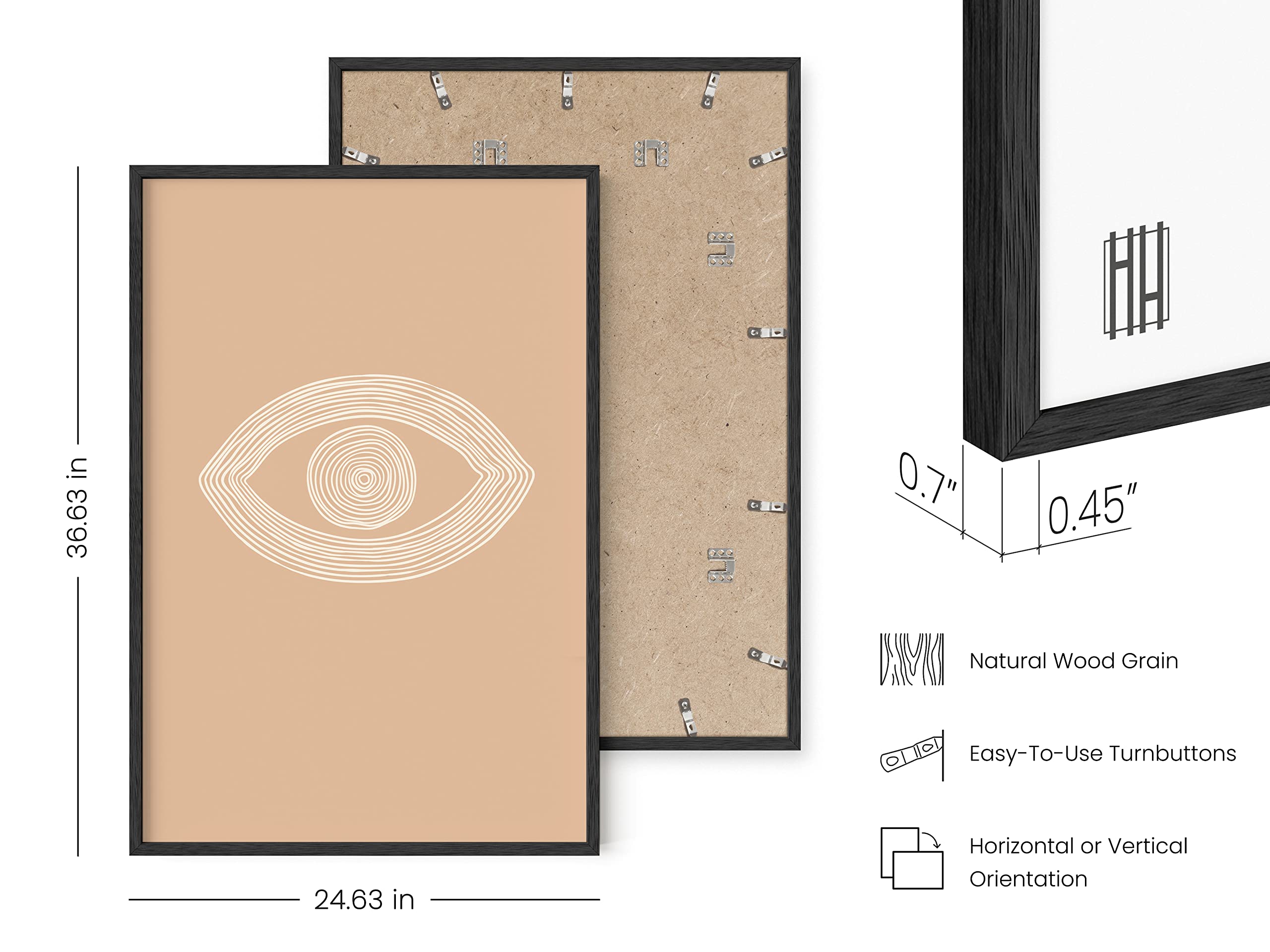 HAUS AND HUES Boho Posters Neutral Wall Art Prints - Boho Posters and Prints Abstract Art Wall Prints Boho Art Wall Decor Boho Prints Eye of Sauron Peach (24x36 Framed Black)