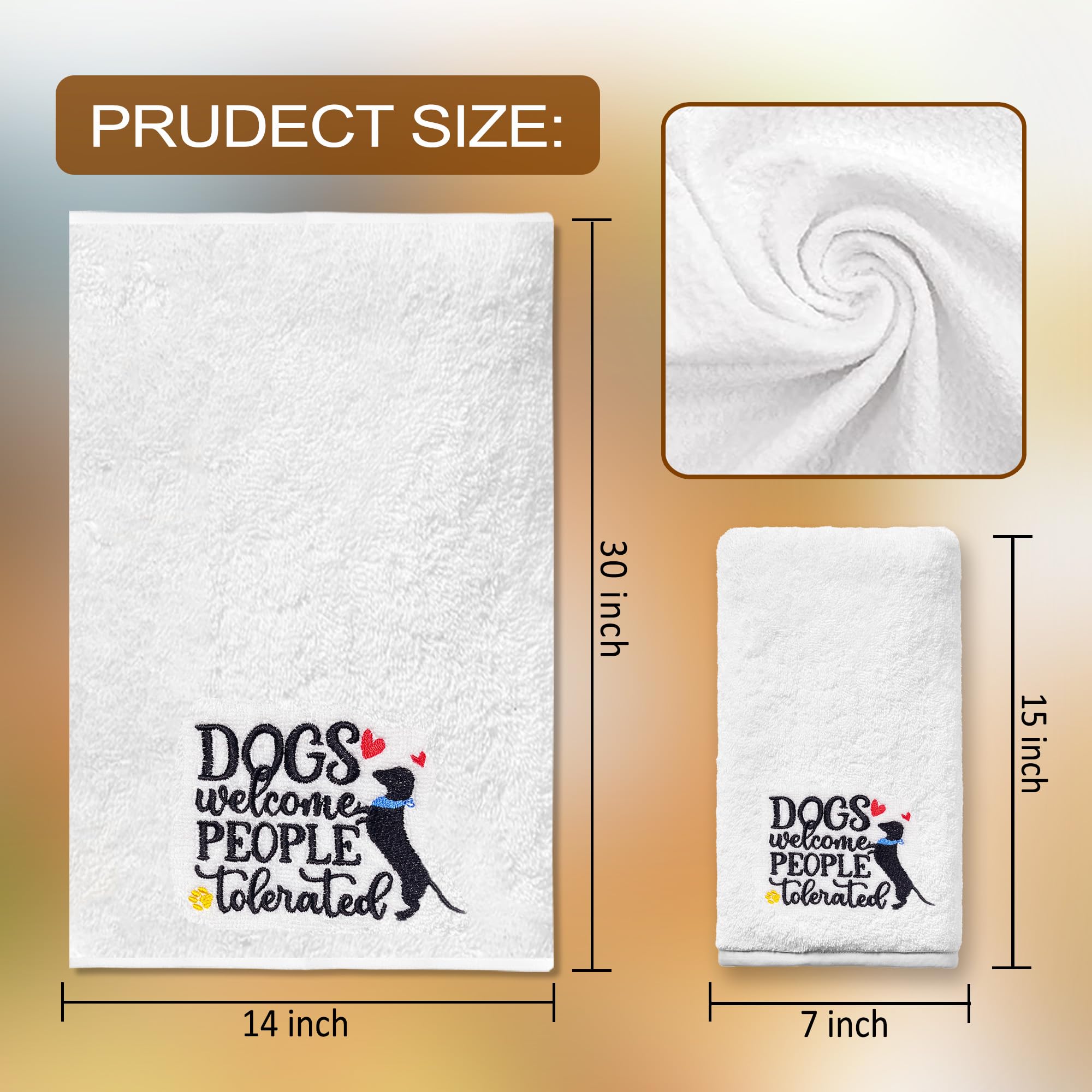 Dog Hand Towels for Bathroom Set of 2, Lover Gifts for Women Bathroom Decor Embroidered, Owners Mom Gifts Decorative New Home Te