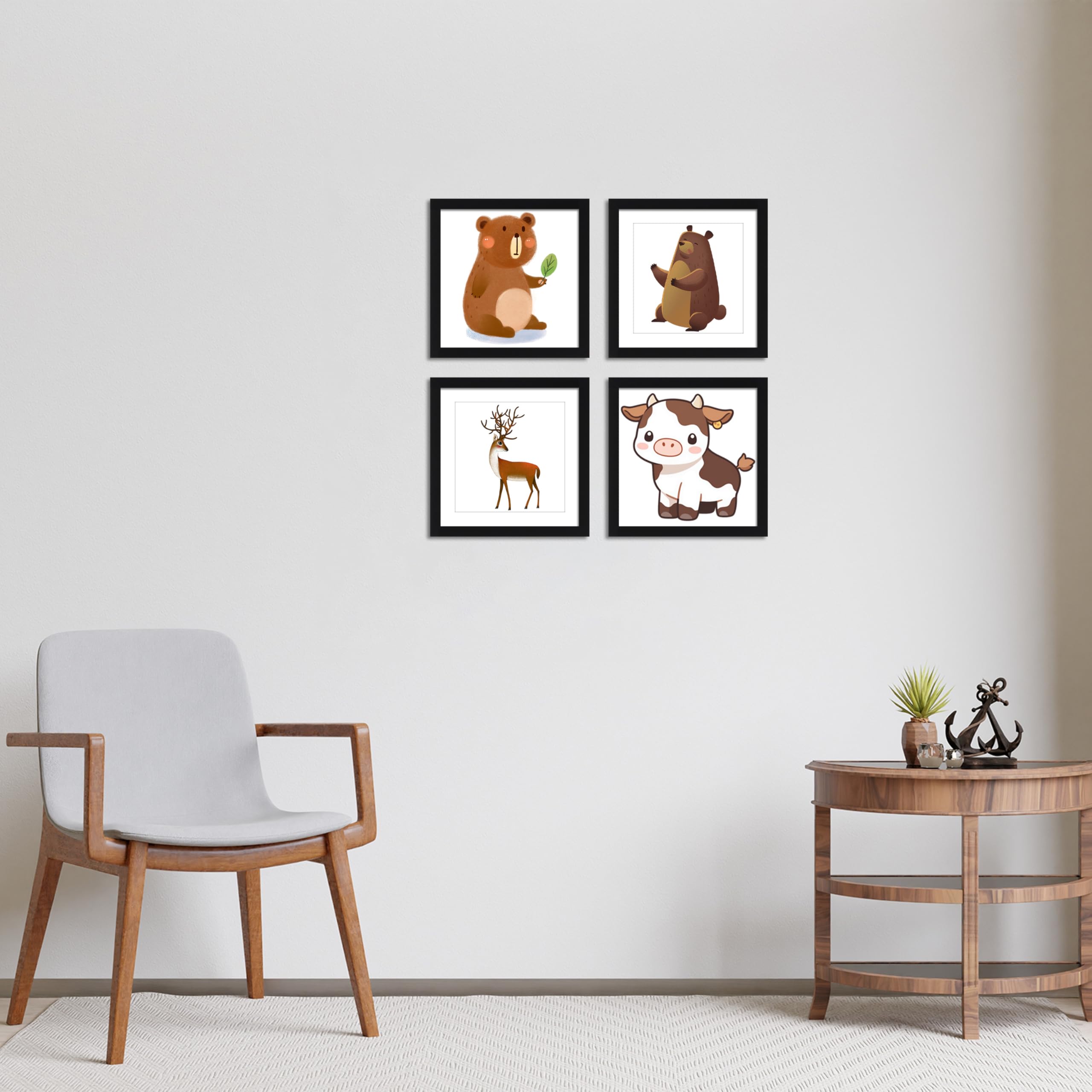 CORE ART 10x10 Picture Frame Set of 4, Display Pictures 8x8 with Mat or 10 x 10 without Mat, Multi Photo Frames Collage for Wall