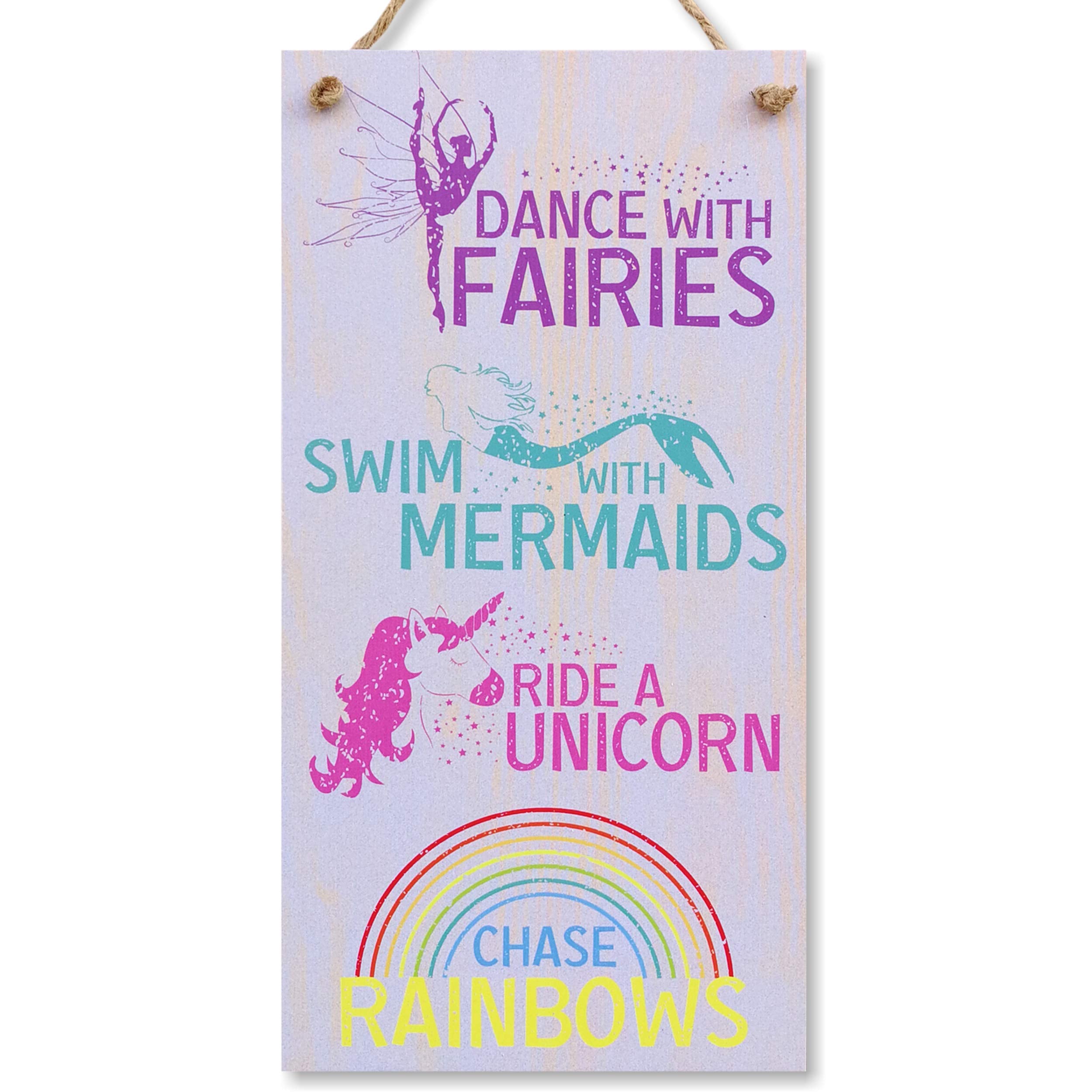 CARISPIBET Dance with fairies chase a rainbow! | home decor, signs for children s room, fantasy, wall art 12x6  