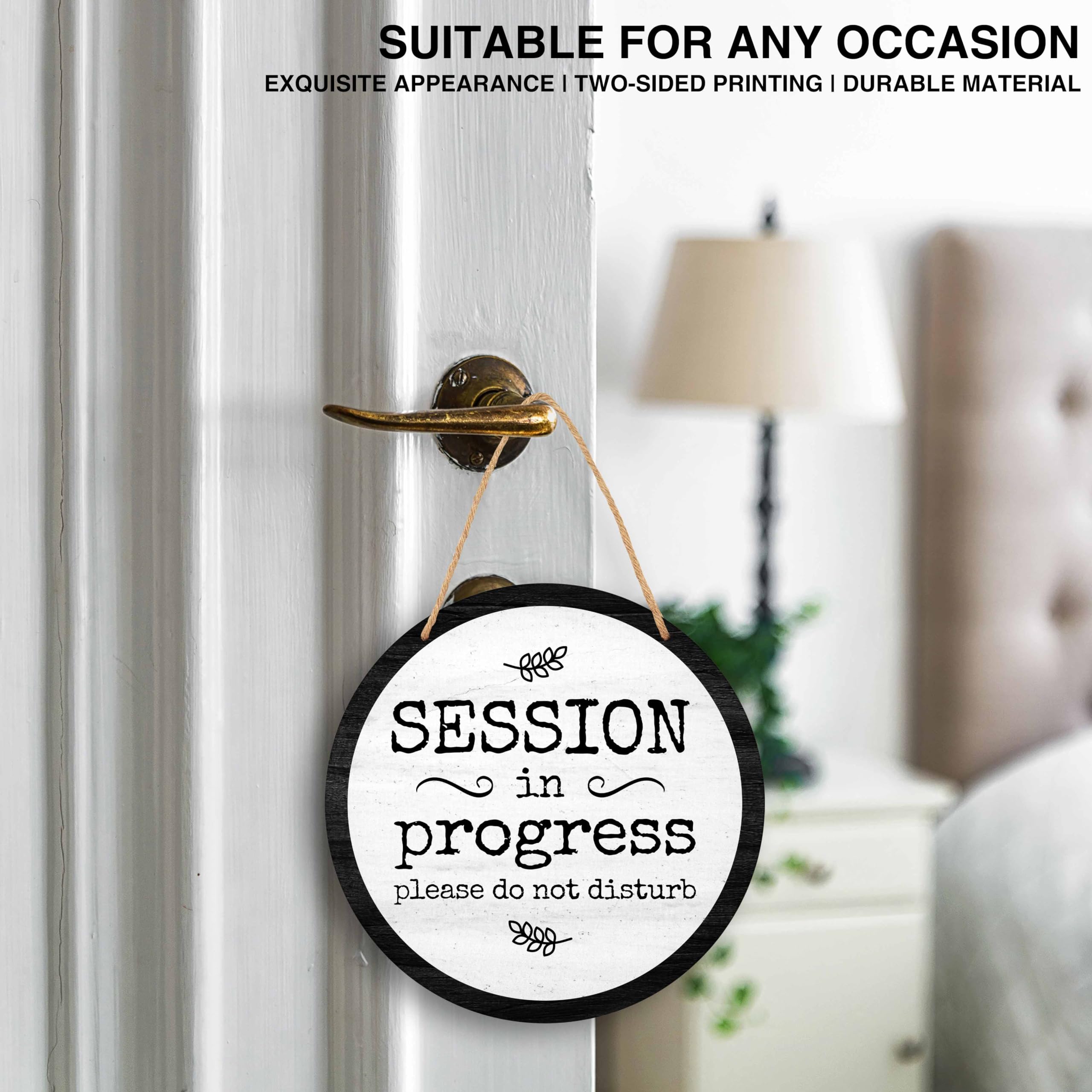 In Session Door Sign for Therapists, Do Not Disturb Hanger Sign for Therapy Office Decor, 10 In Double Sided Rouond Wooden Welco