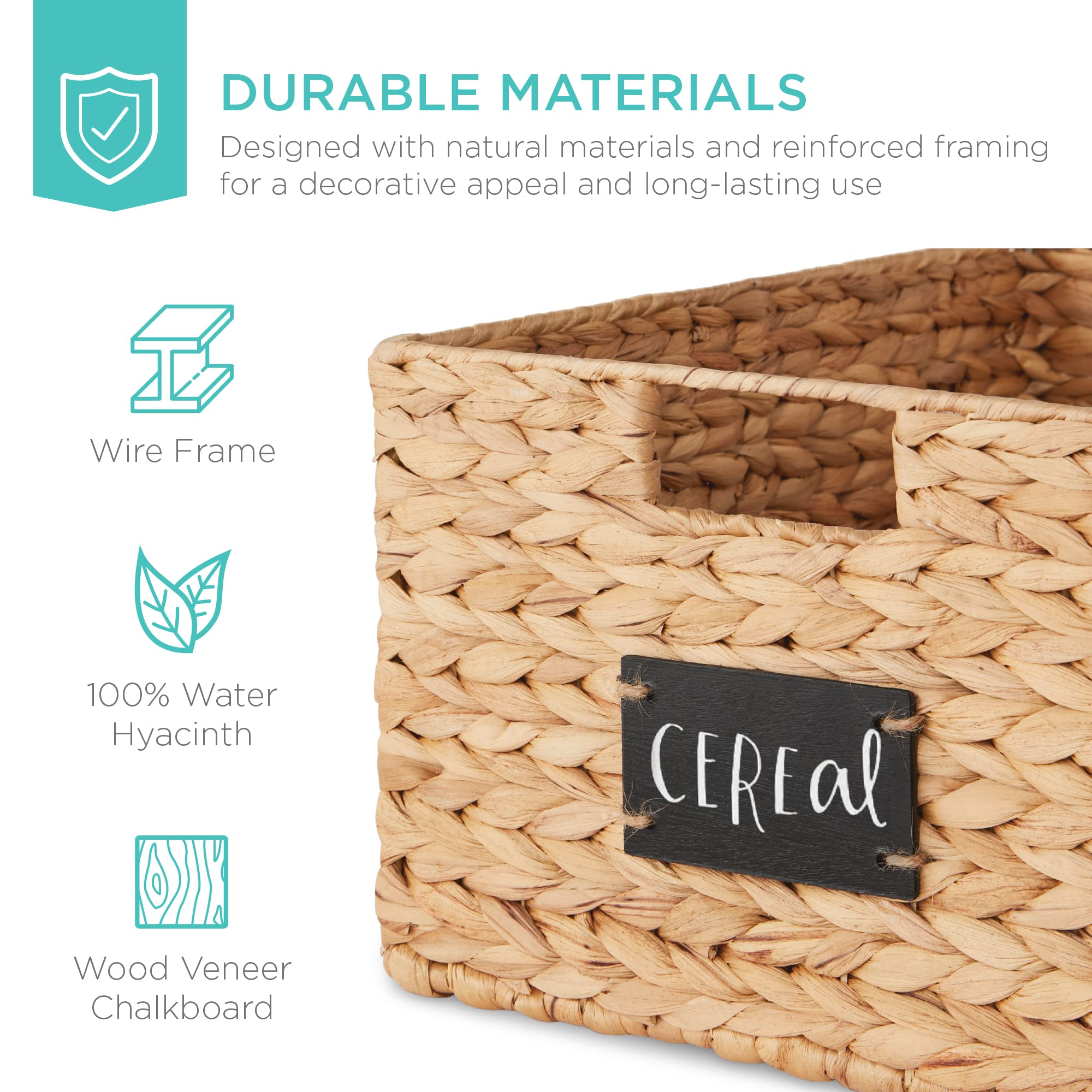 Best Choice Products Pantry Baskets Set Of 2 16X12In Water Hyacinth Storage Baskets, Woven Wicker Kitchen Organizers With Handle