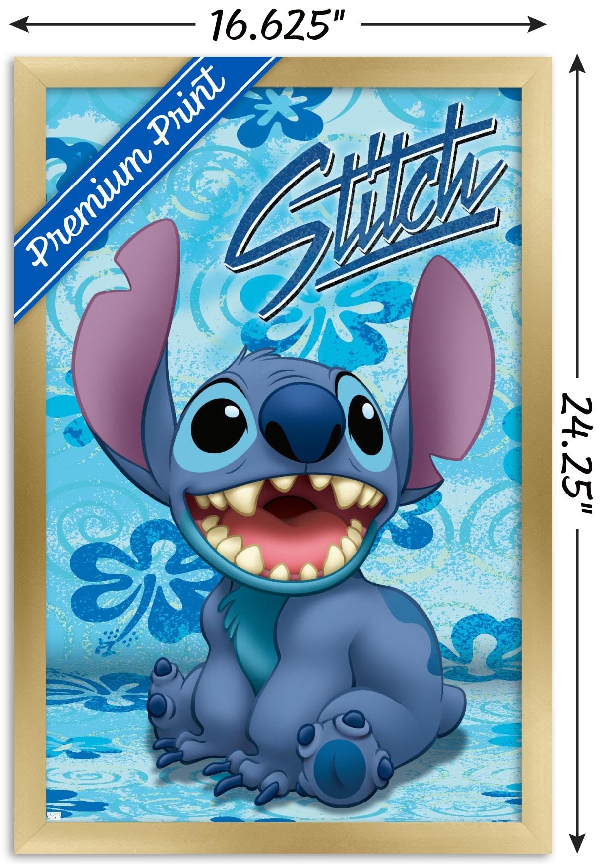 Trends International Disney Lilo And Stitch - Sitting Wall Poster, 14.72'' X 22.37'', Gold Framed Version