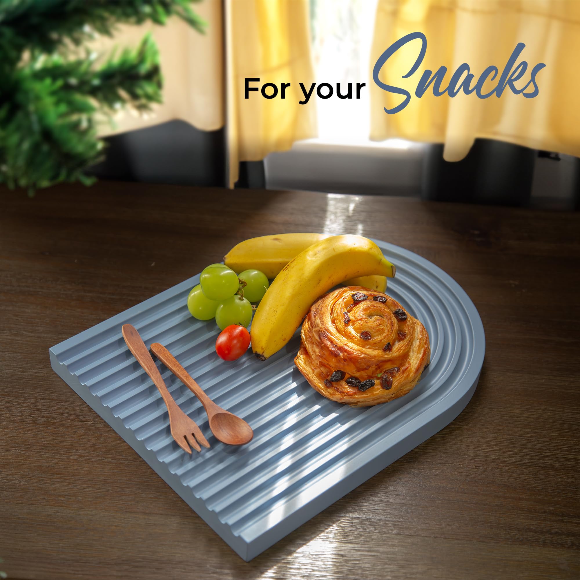 Koluraful Single Wood Arch Servingtray For Multi-Purpose Coffee Table, Breakfast, Dinner Kitchen Living Room Bedroom Home Decor