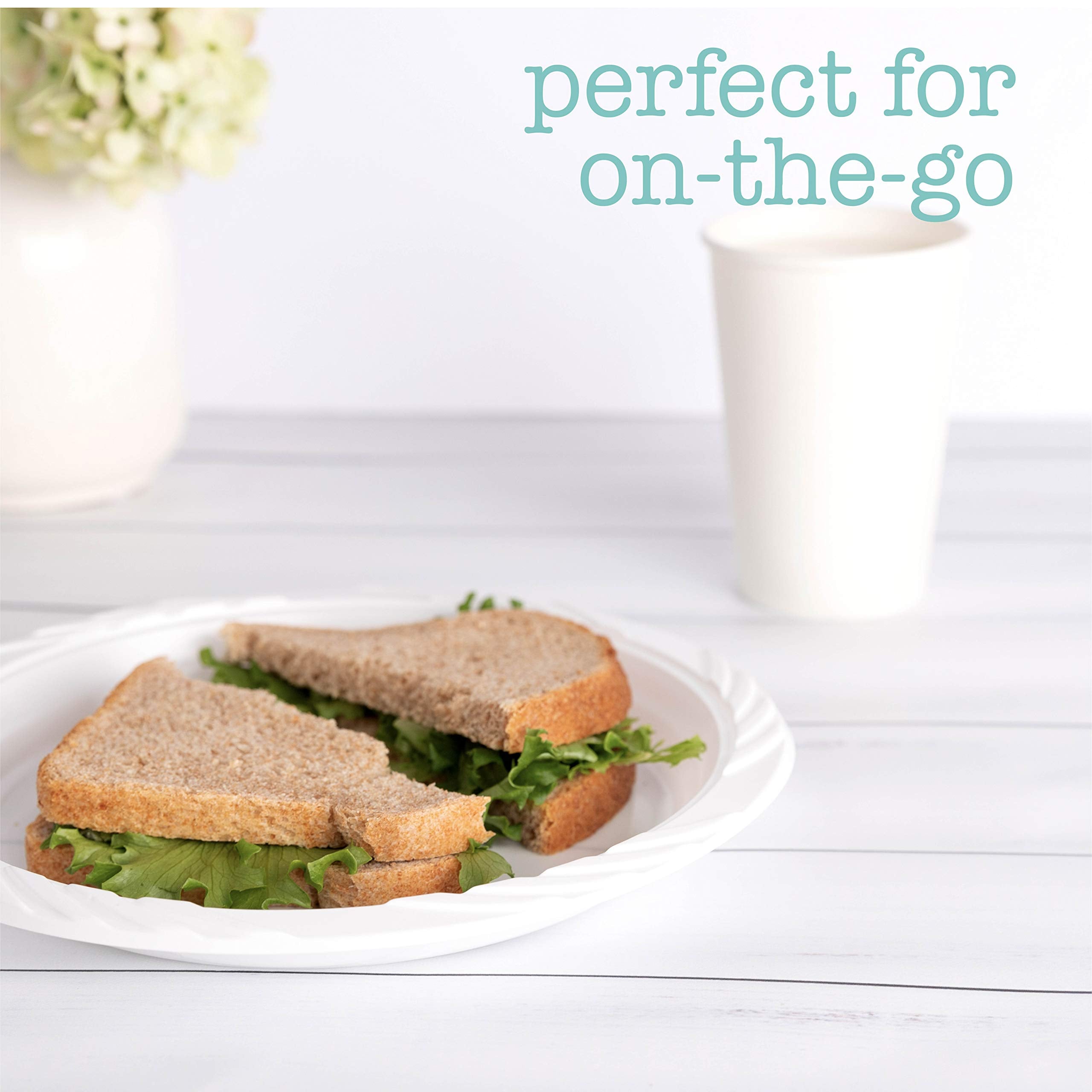 100 Count Disposable 9 Inch White Plastic Dinner Plates Large