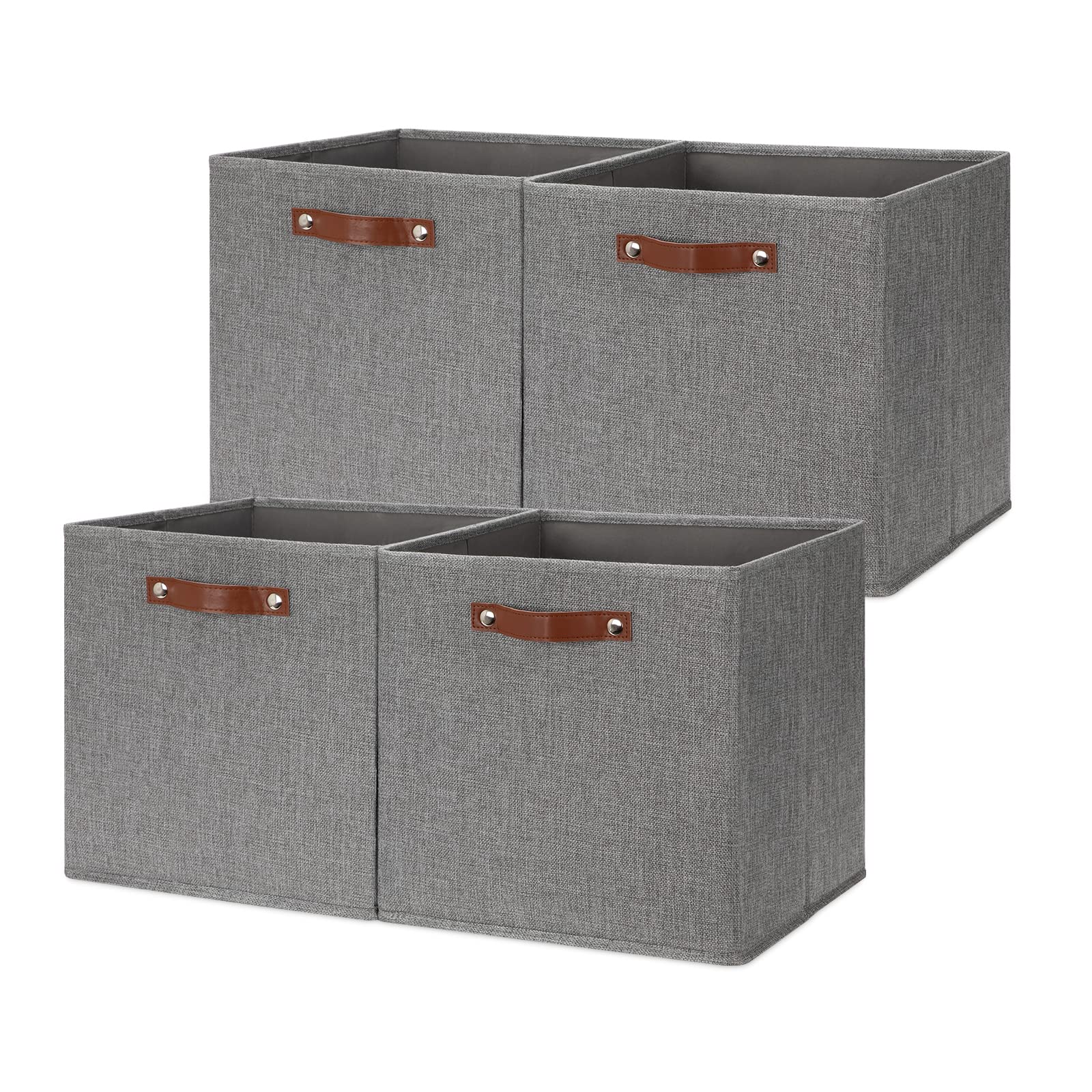 Hnzige Fabric Storage Cubes Bins Baskets For Shelves Set Of 4 Baskets, 13 Inch Storage Bins With Handles, Foldable Storage Cube