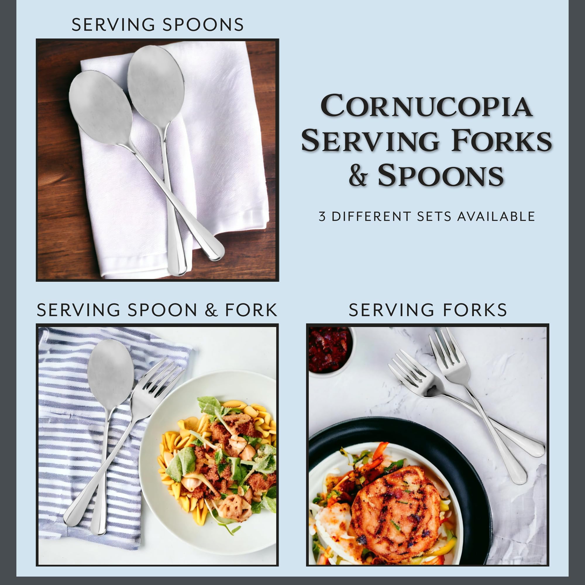 Cornucopia Stainless Steel X-Large Serving Spoons (2-Pack)  Serving Utensil  Buffet & Banquet Style Serving Spoons-(2 Spoons)
