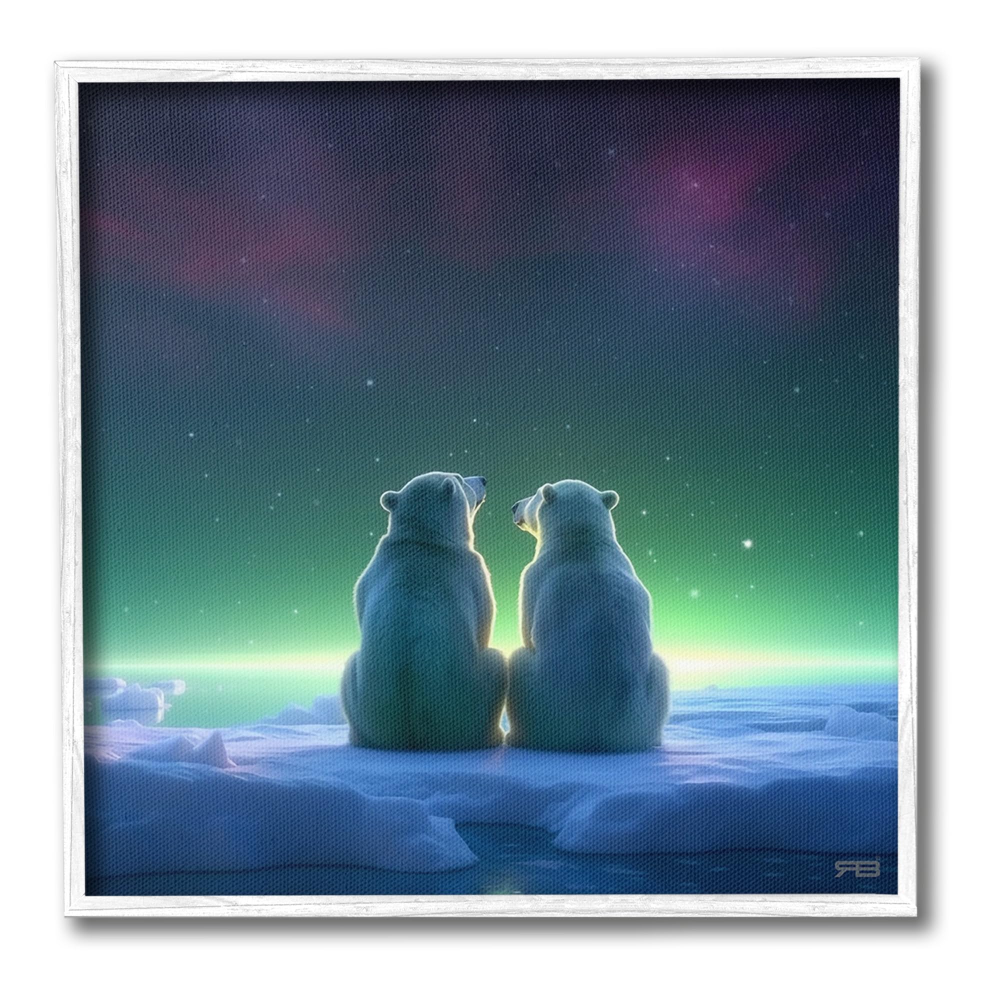 Stupell Industries Polar Bears & Northern Lights Framed Giclee Art by RB