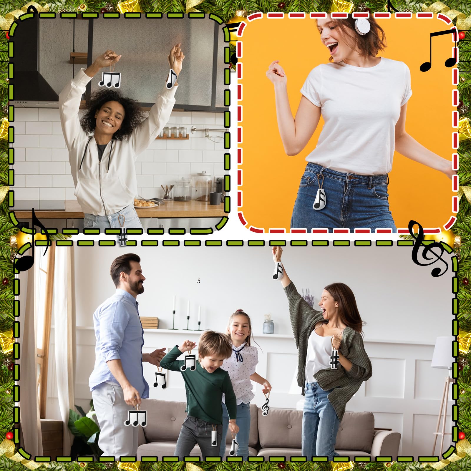 Hahafelt 24 Pcs Musical Note Christmas Ornament Musical 3D Felt Hanging Ornaments Treble Clef Forth Eighth Sixteenth Note Sign D