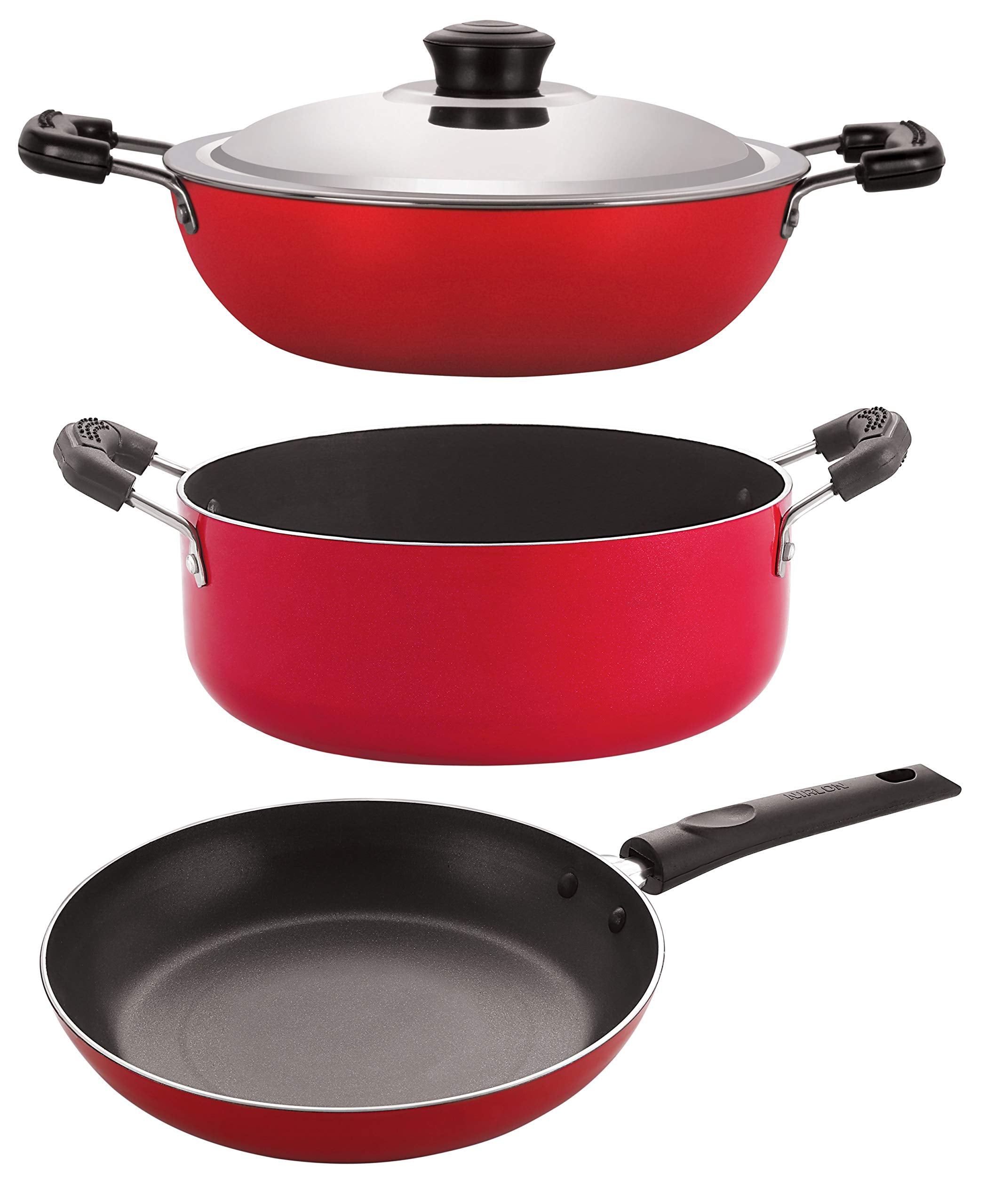 Nirlon Non Stick Cookware Set Of 3Pices Combo For Wedding Gift (Dkd(B)_Tp22_Cs24)