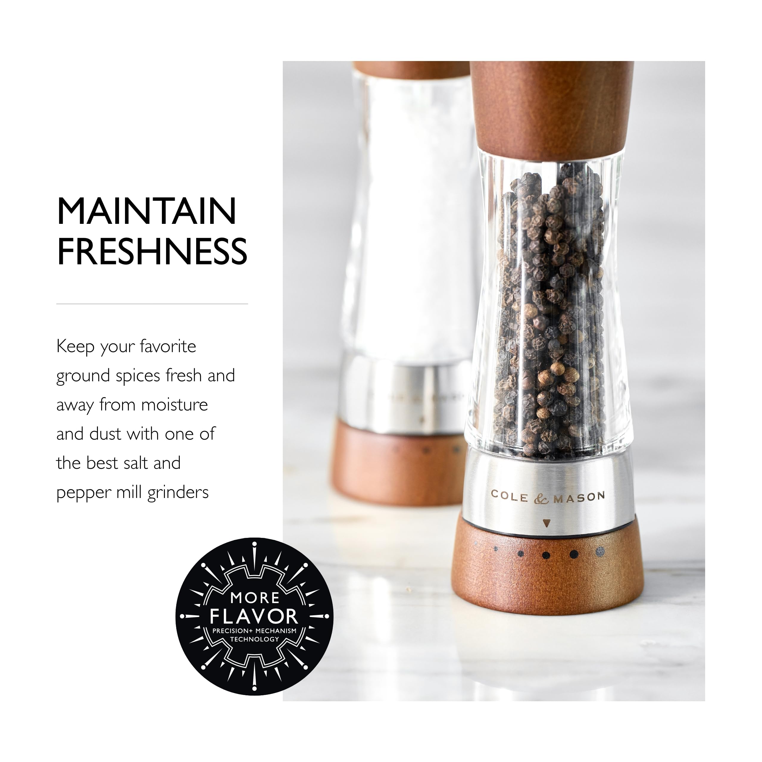 Cole & Mason Derwent Salt & Pepper Mill Gift Set - Salt And Pepper Grinders - Refillable Seasoning And Spice Tools - Adjustable