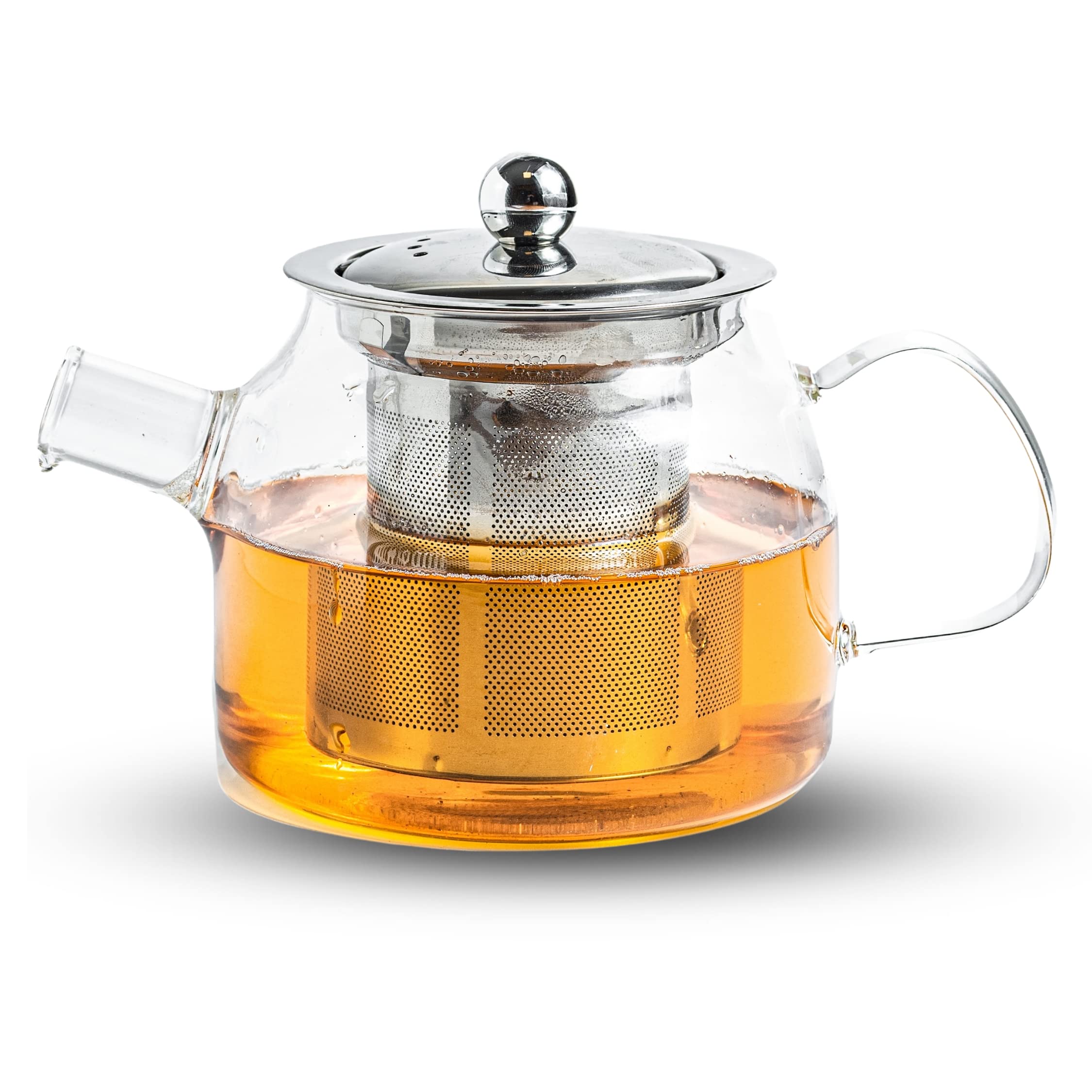 Sipologie Inspire Tea Pot With Infuser 400Ml,Glass Tea Kettle For Gas Stove,Flame Proof Glass Kettle For Tea,Fine Mesh Stainless
