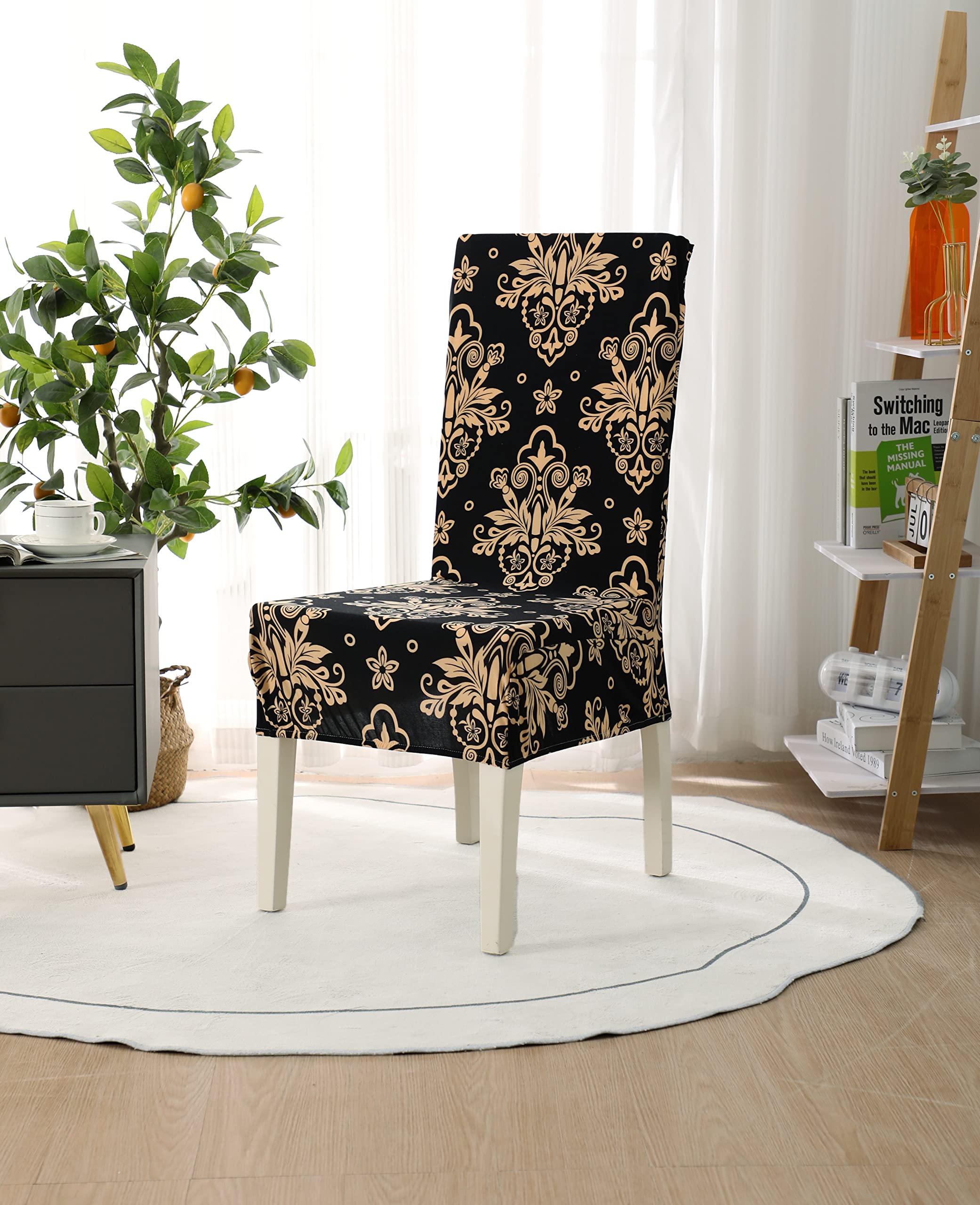 House Of Quirk Elastic Chair Cover Stretch Removable Washable Short Dining Chair Cover Protector Seat Slipcover (Pack 1, Cambric