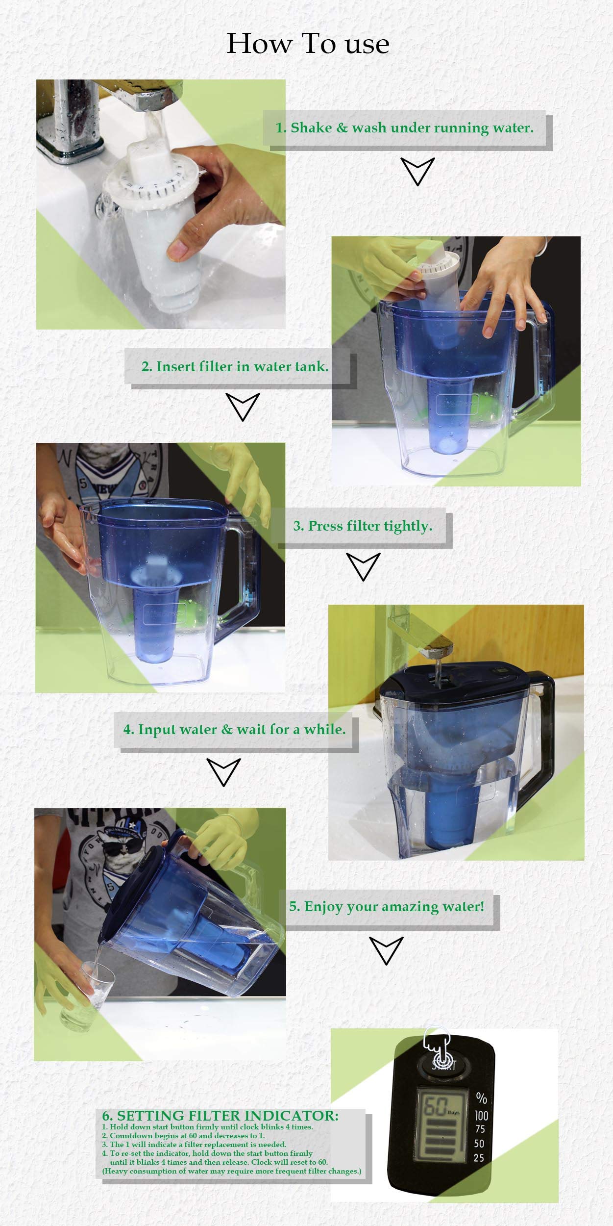 Water Pitcher, Alkaline Water Pitcher,Alkaline Water Jug -7 Stage Ionizer Filtration System To Purify And Increase Ph Levels - C