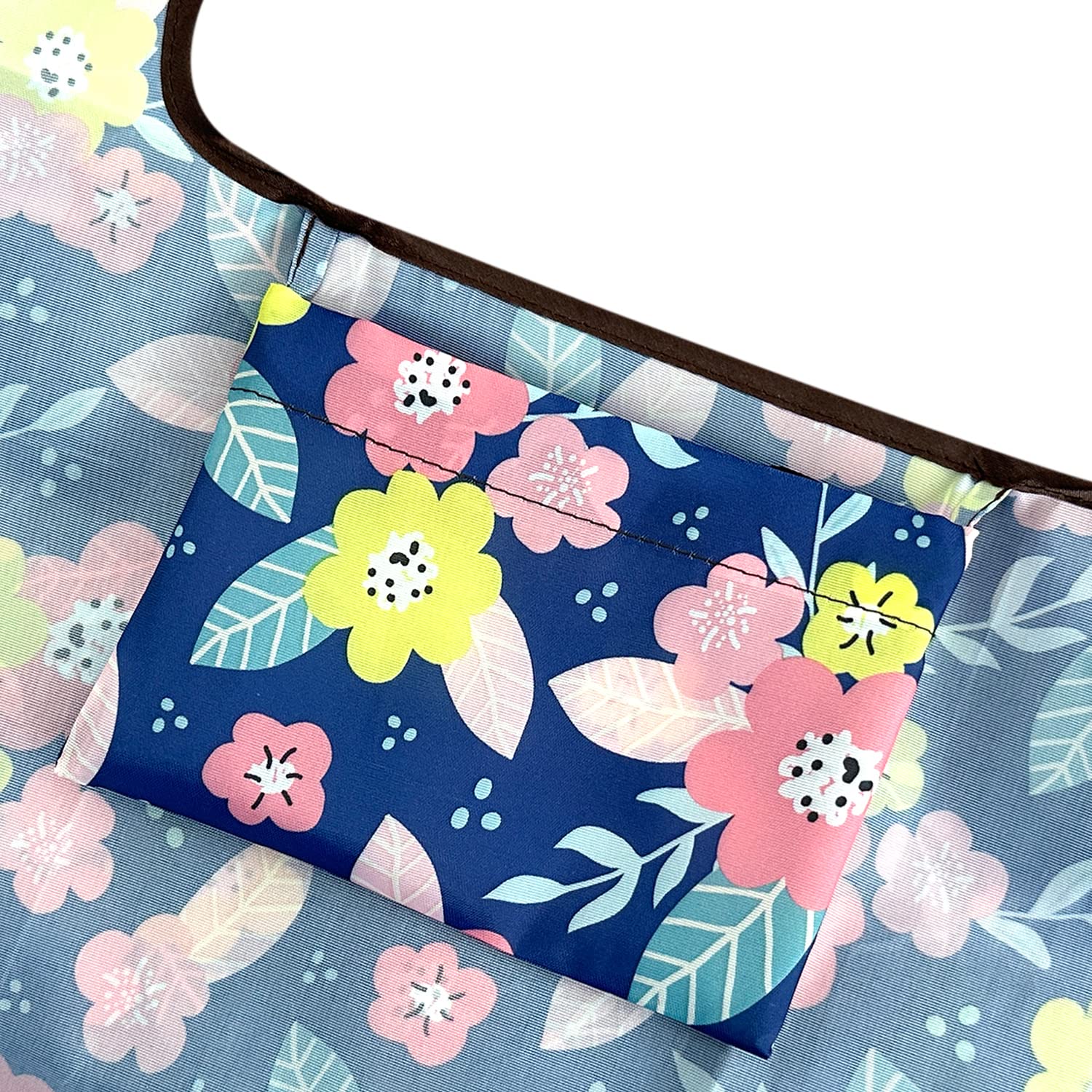 Allydrew Large & Small Foldable Tote Nylon Reusable Grocery Bags, Set Of 2, Pink & Yellow Corsage