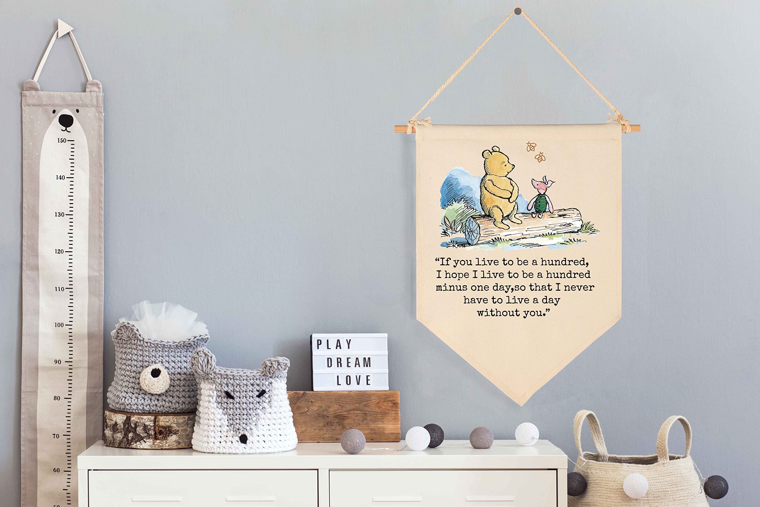 If You Live To Be A Hundred-Christmas Birthday Party Bunting-Baby Gift Shower-Winie Wall Flag Decor Gift The Pooh-Banner Sign Gi