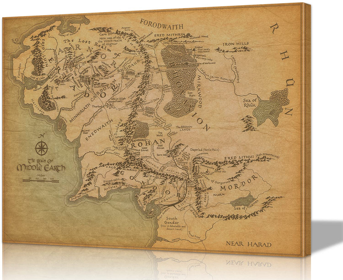 Middle Earth Map Wall Decor Map Of Middle Earth Canvas Art Maps Of Middle Earth Wall Art Middle Earth Poster Map Of Middle Earth