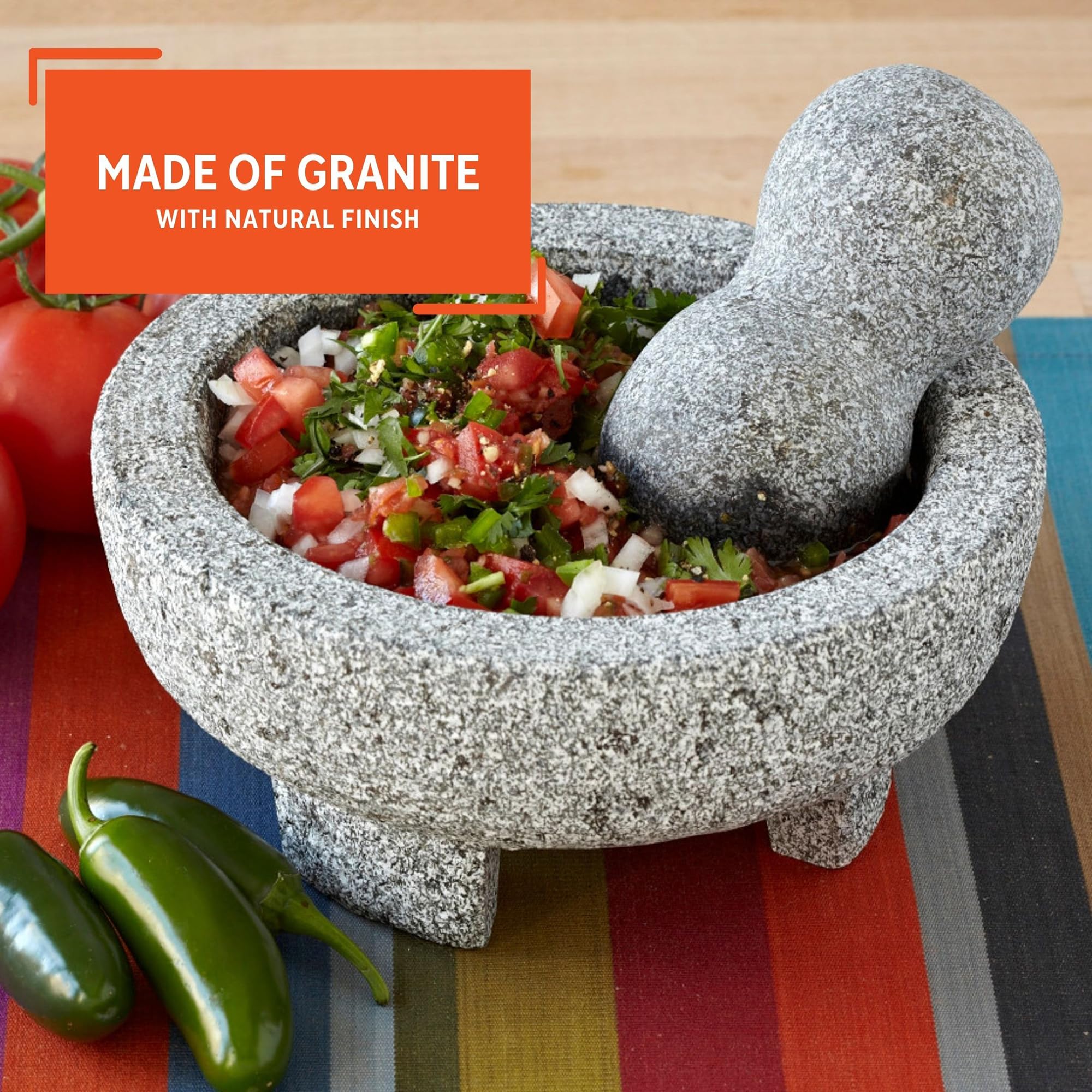 Imusa Usa Granite Molcajete Spice Grinder 6-Inch, Gray