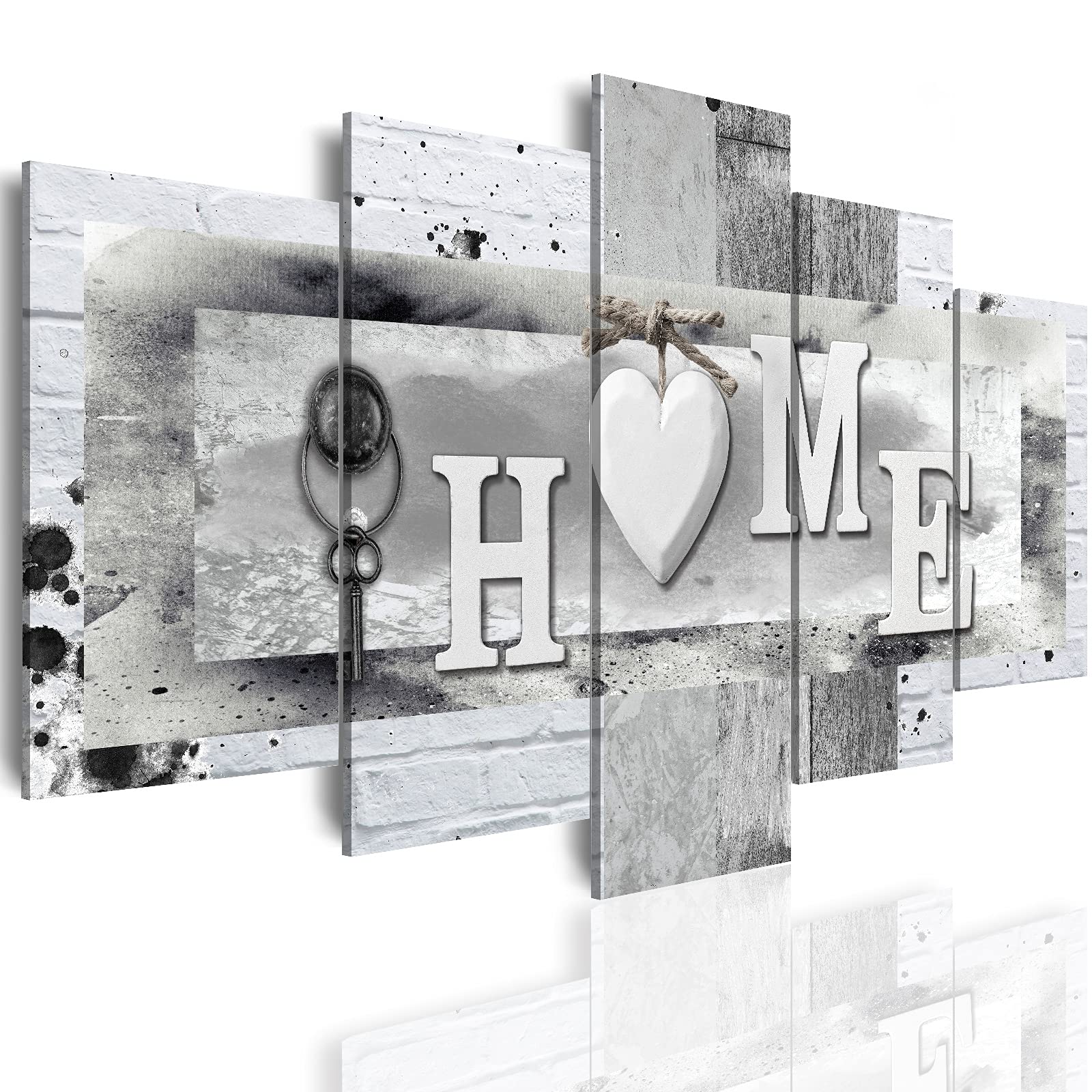 LUDUHU Love Sanctuary Canvas Print Wall Art - 5 Pieces Sweet Home Sign Wall Art,white Home Sweet Heart Painting,modern Family Wa