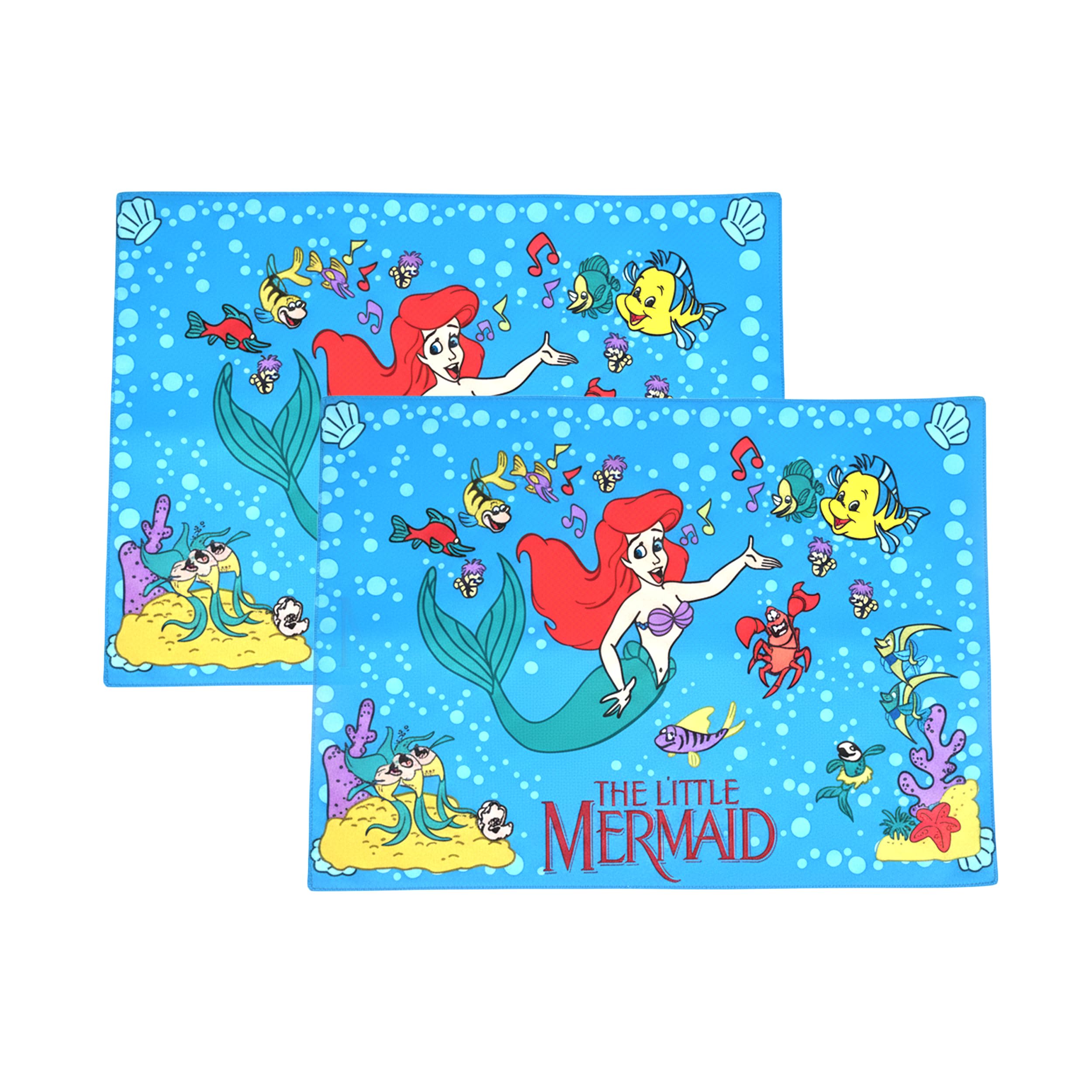 PRAKARTIK BY INDUARTS Kids Girl Cloth Table Mats Set of 2  Mermaid Sea Ocean Theme,Digital Print, Washable, Indoor/Outdoor, Hea