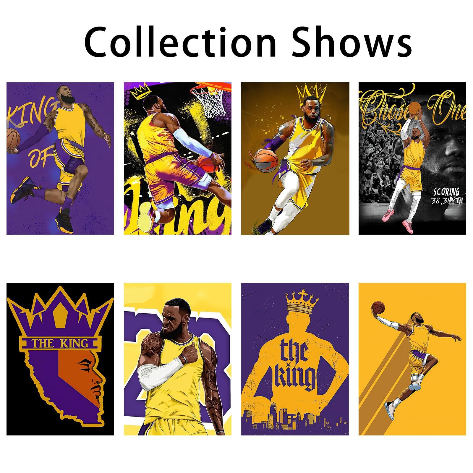 Babymiu Sports James Basketball Wall Poster 8-Pack 11.5 X 16.5 Inch,Basketball Gifts Merch Party Supplies Unframed Version Hd Pr