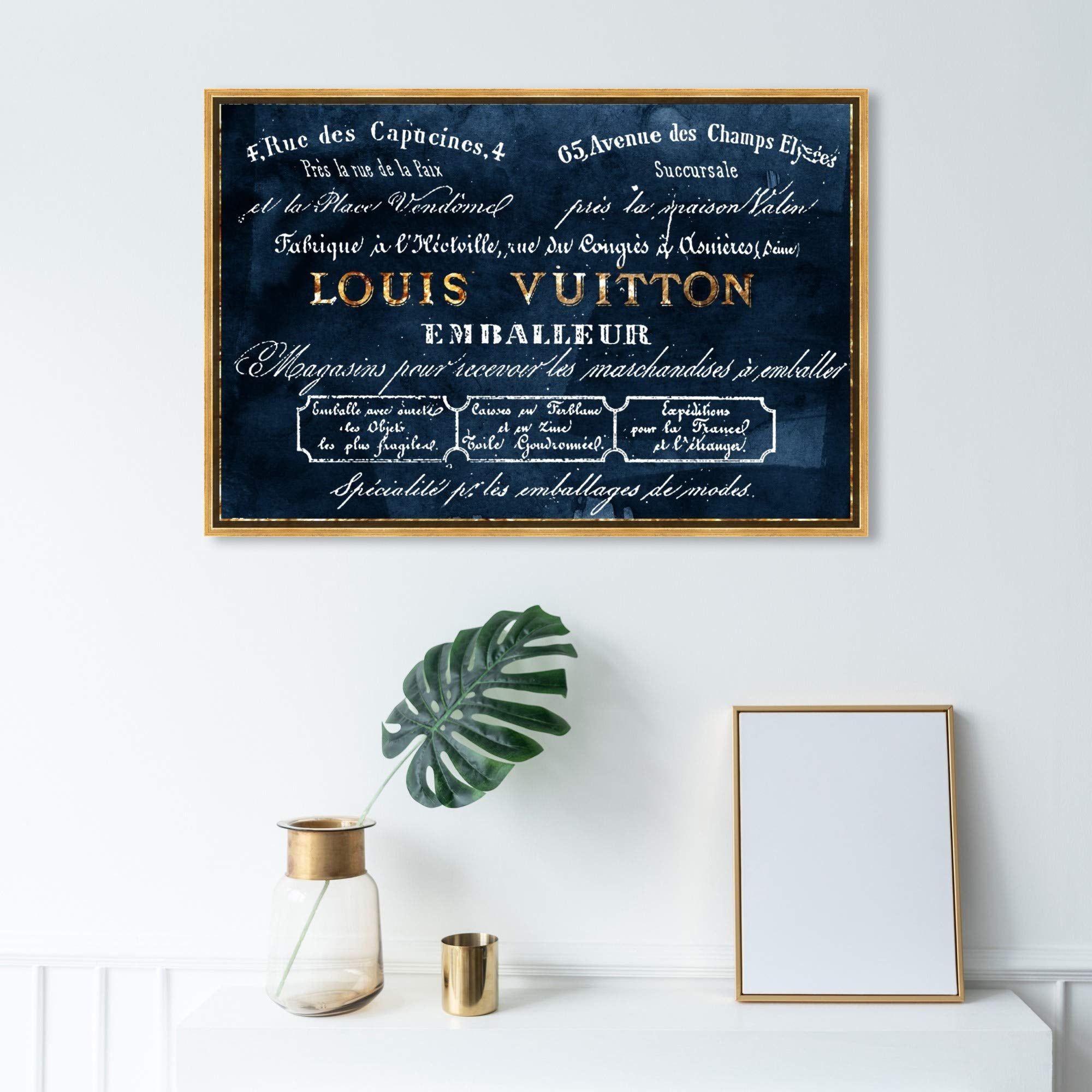 The Oliver Gal Artist Co. Fashion And Glam Framed Wall Art Canvas Prints 'Emballeur Navy' Road Signs Home D  Cor, 36 In X 24 In,